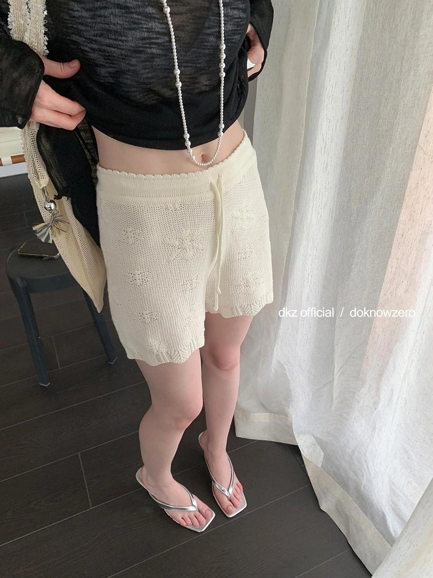 DKZ OFFICIAL Crochet Lace Summer Shorts Vacation Beach