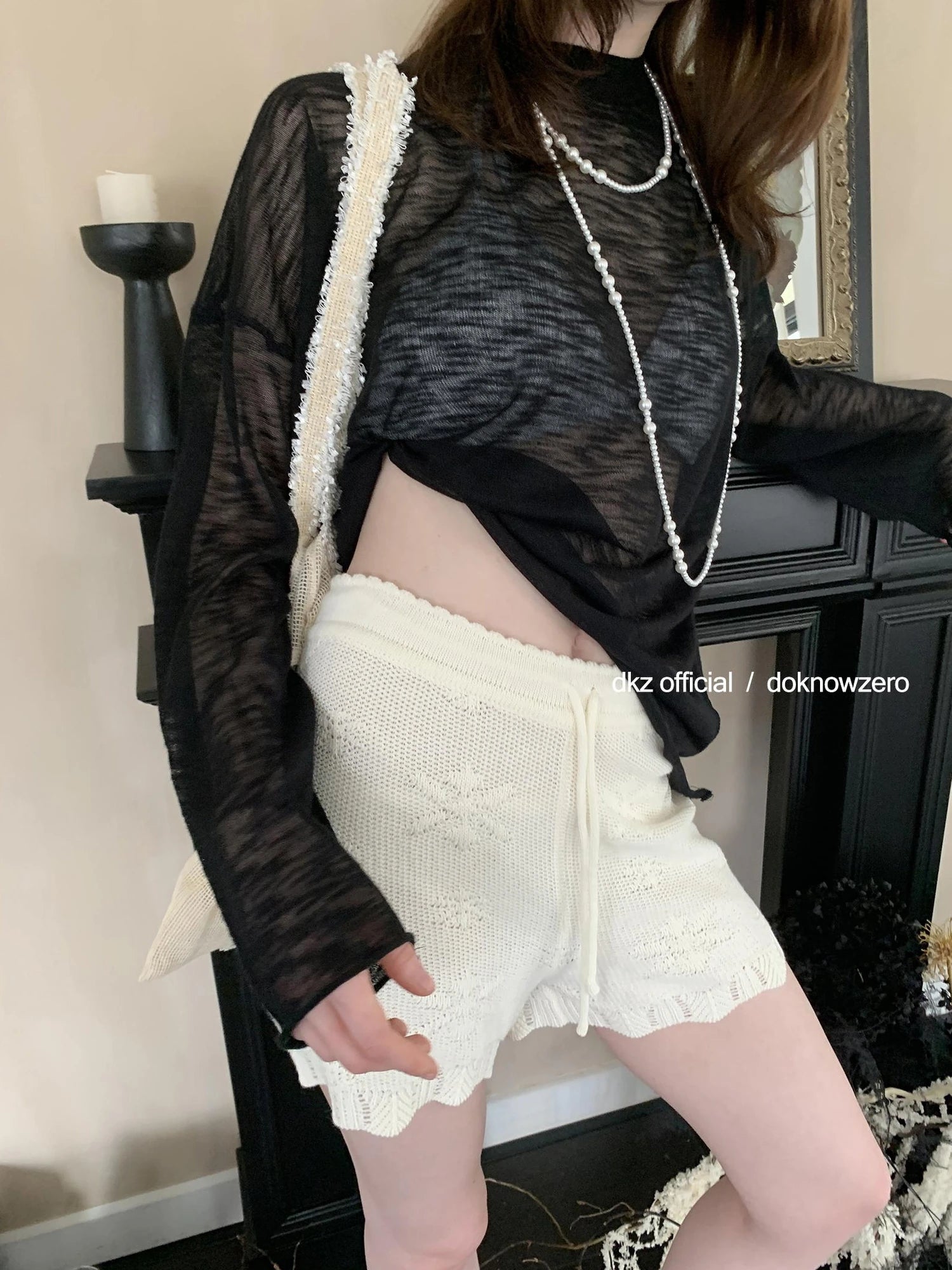 DKZ OFFICIAL Crochet Lace Summer Shorts Vacation Beach