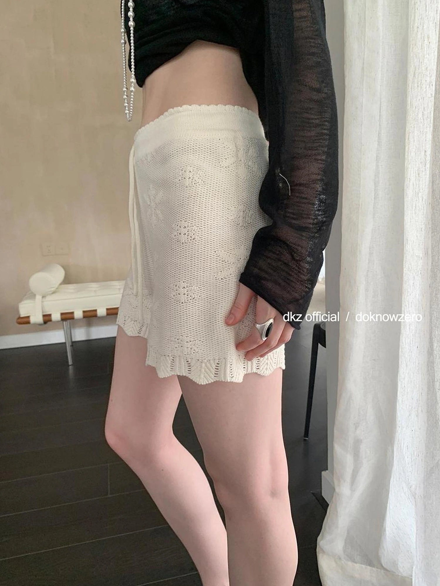 DKZ OFFICIAL Crochet Lace Summer Shorts Vacation Beach