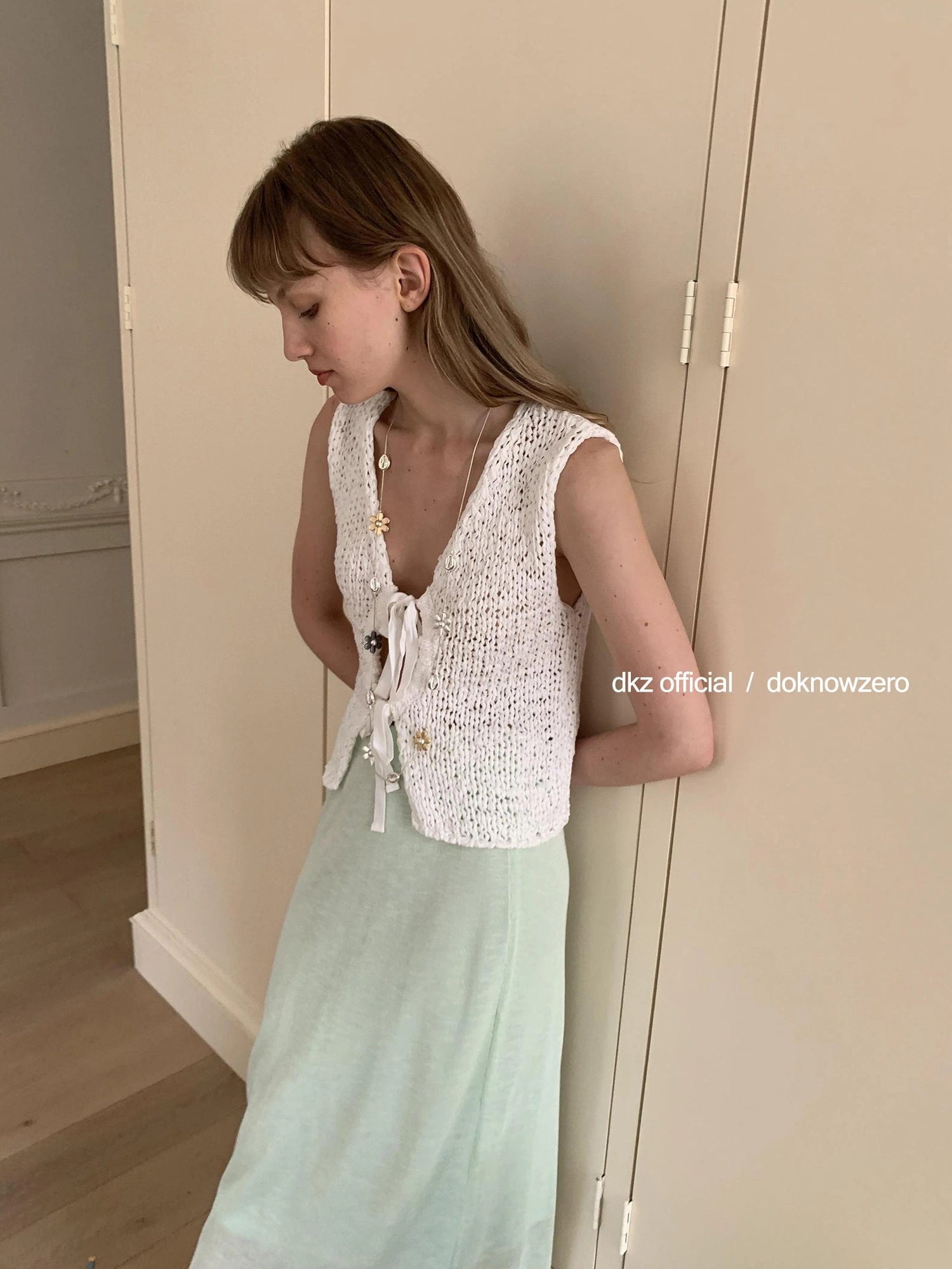 DKZ OFFICIAL Crochet Strap Knit Top Women Summer Sleeveless