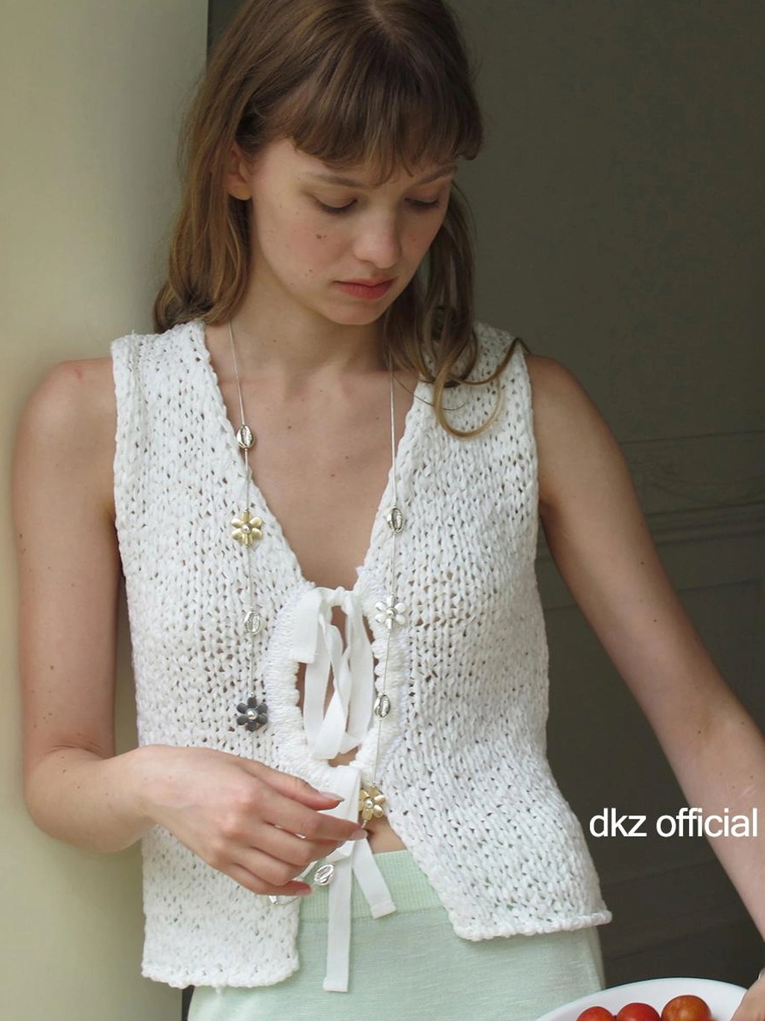 DKZ OFFICIAL Crochet Strap Knit Top Women Summer Sleeveless