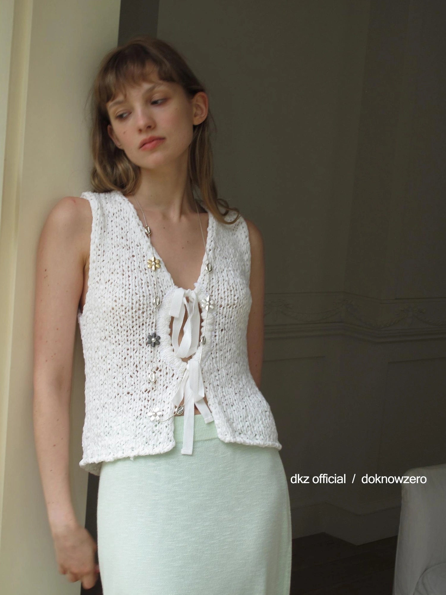 DKZ OFFICIAL Crochet Strap Knit Top Women Summer Sleeveless