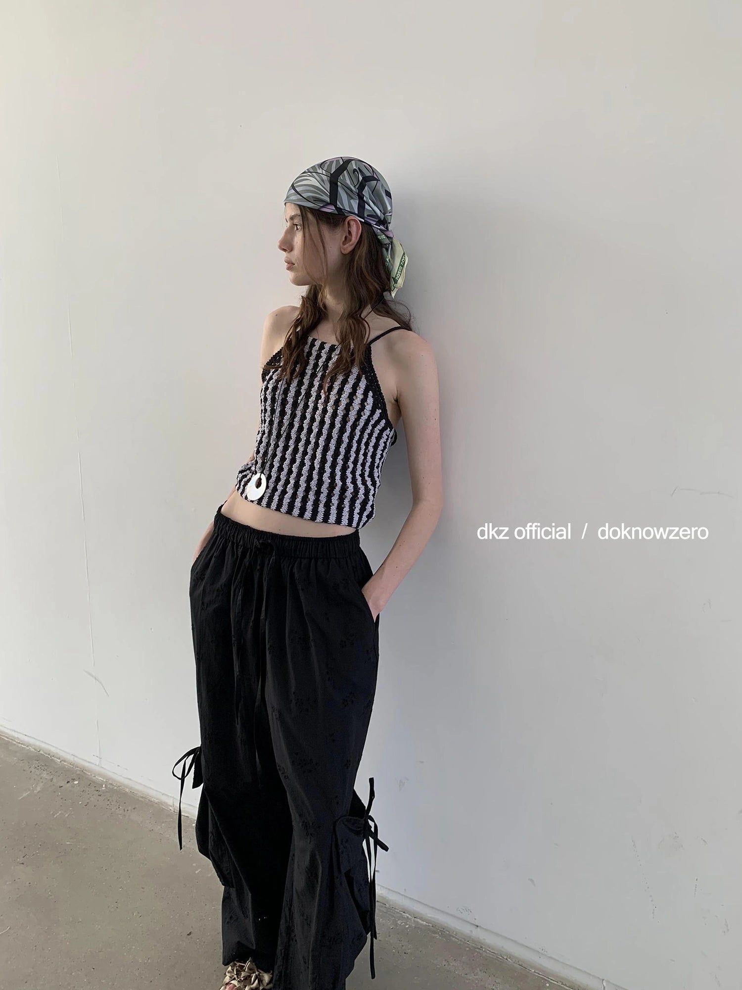 DKZ OFFICIAL Crochet Striped Deep Blue Summer Tank Top