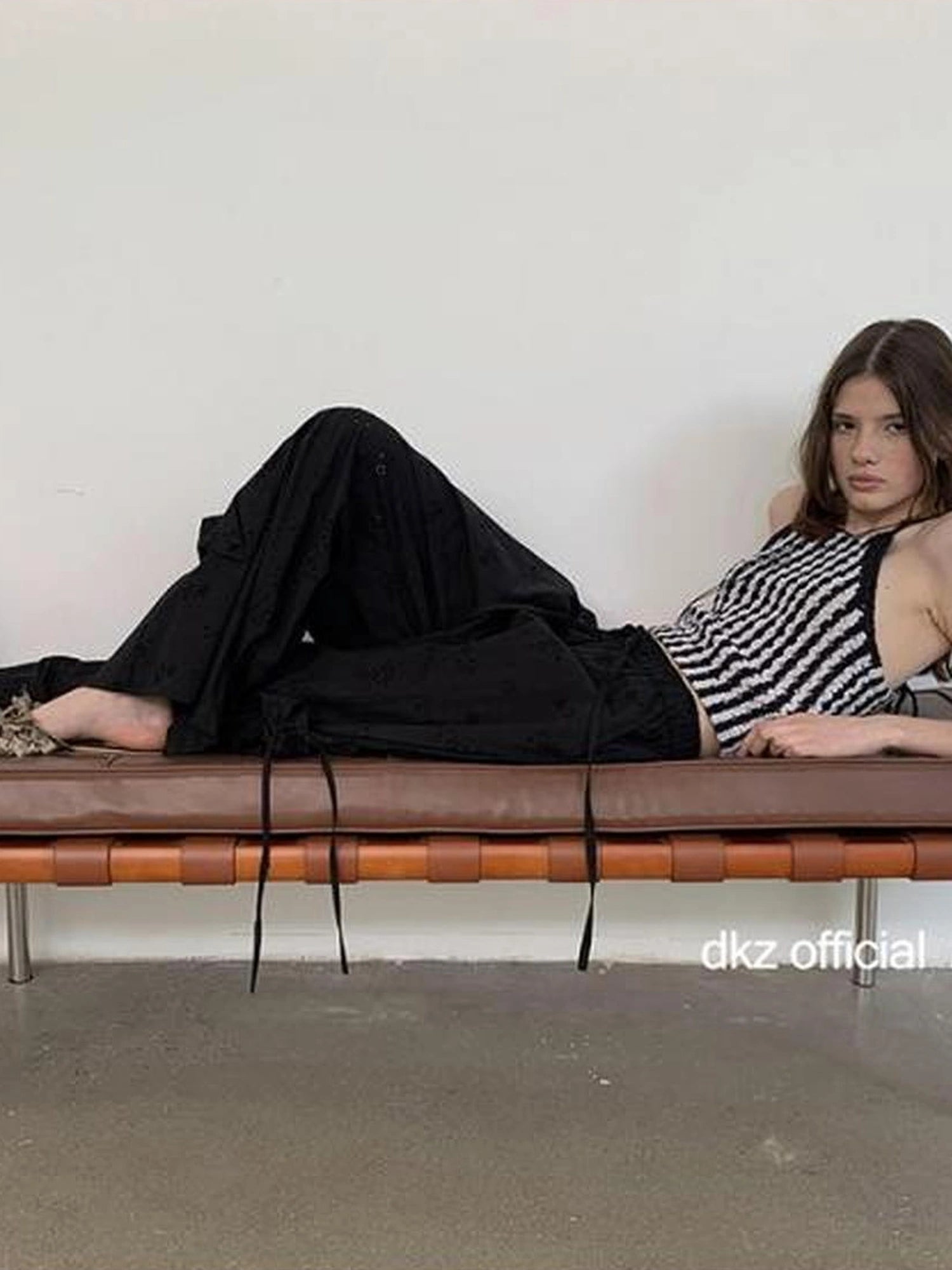 DKZ OFFICIAL Crochet Striped Deep Blue Summer Tank Top