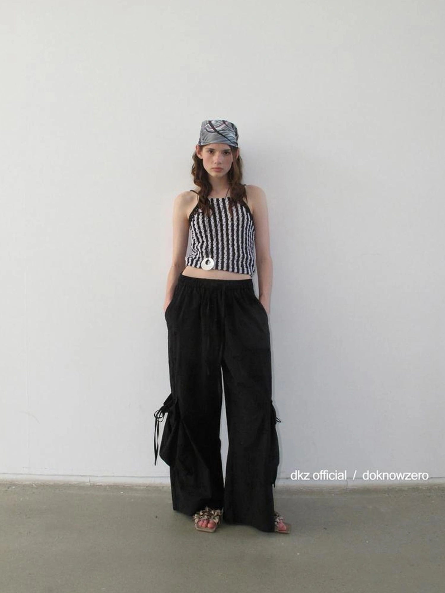 DKZ OFFICIAL Crochet Striped Deep Blue Summer Tank Top