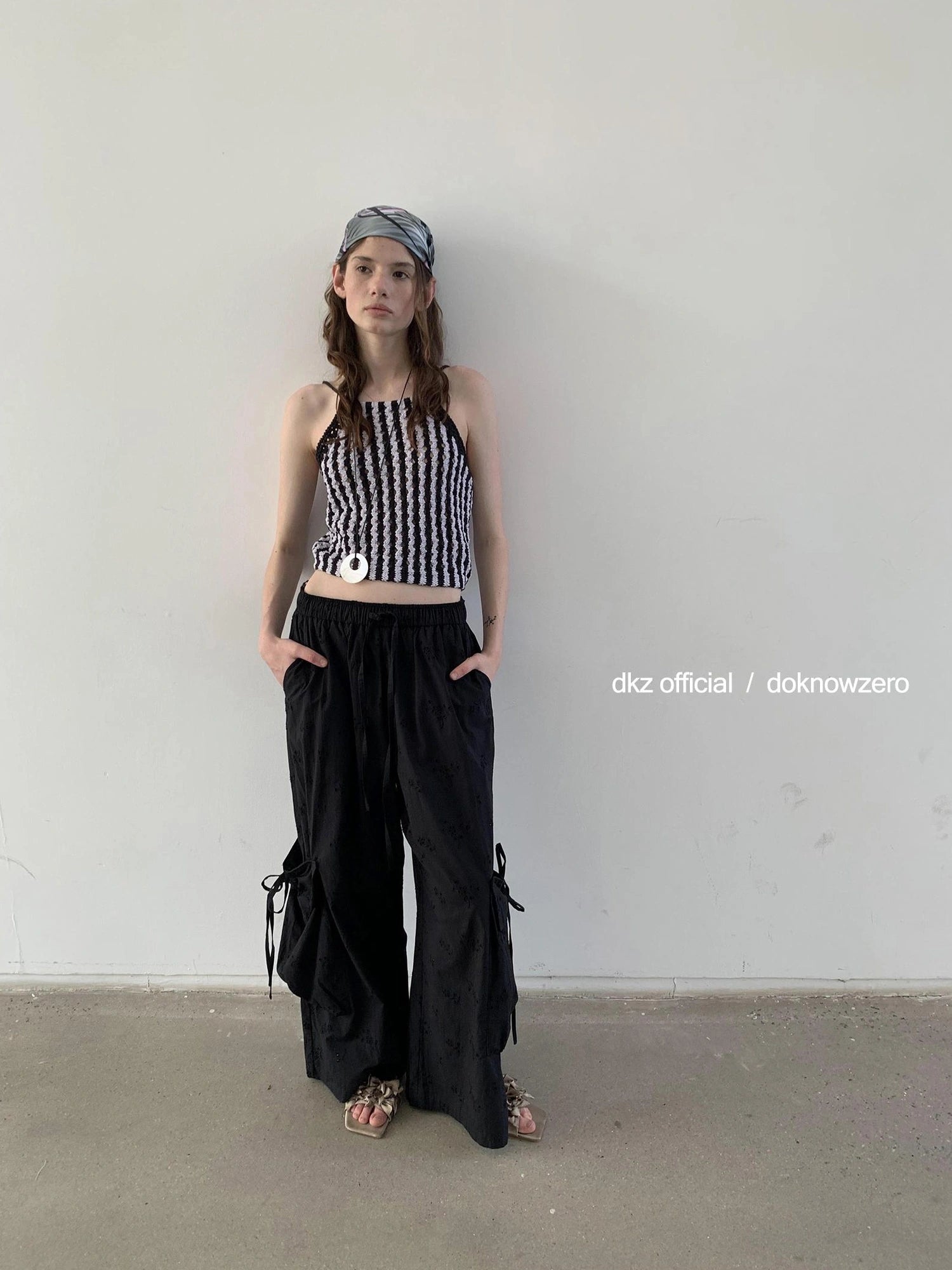 DKZ OFFICIAL Crochet Striped Deep Blue Summer Tank Top