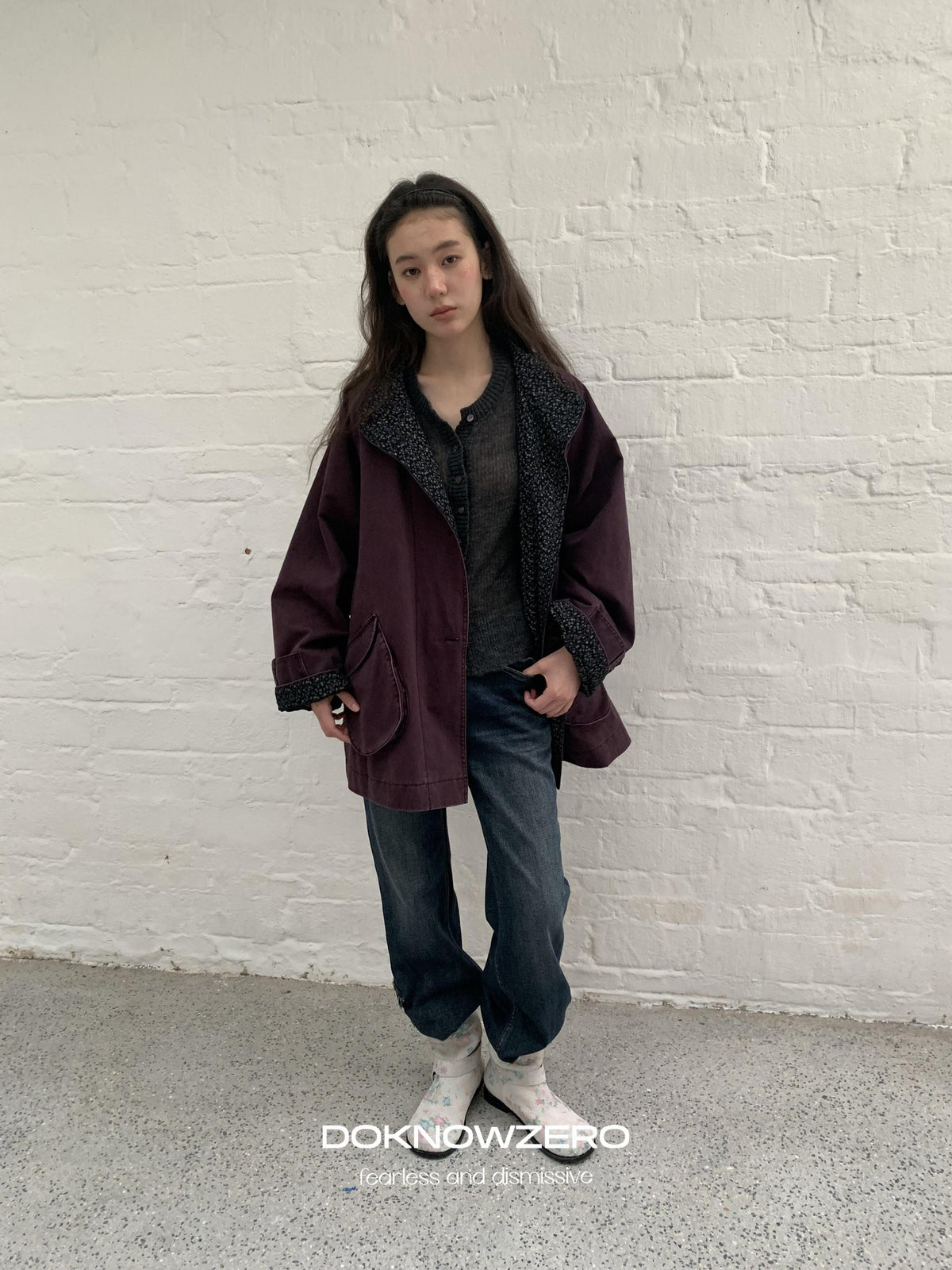 DKZ OFFICIAL Dark Blue Retro Cargo Pocket Women&