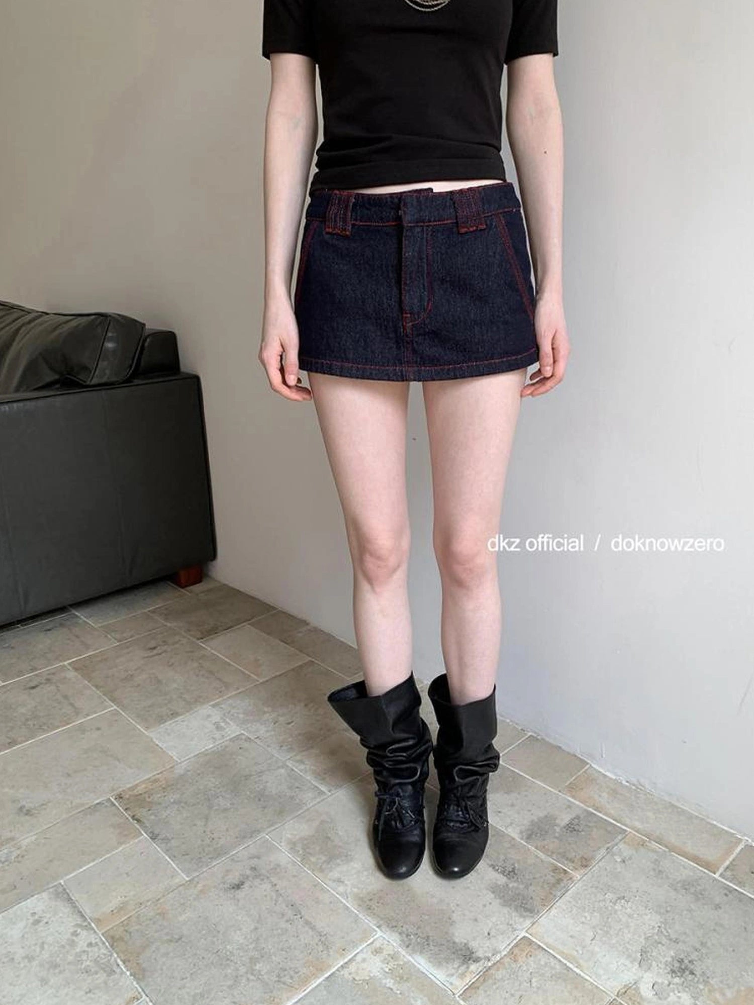 DKZ OFFICIAL Deep Blue Rolled Hem Casual Shorts