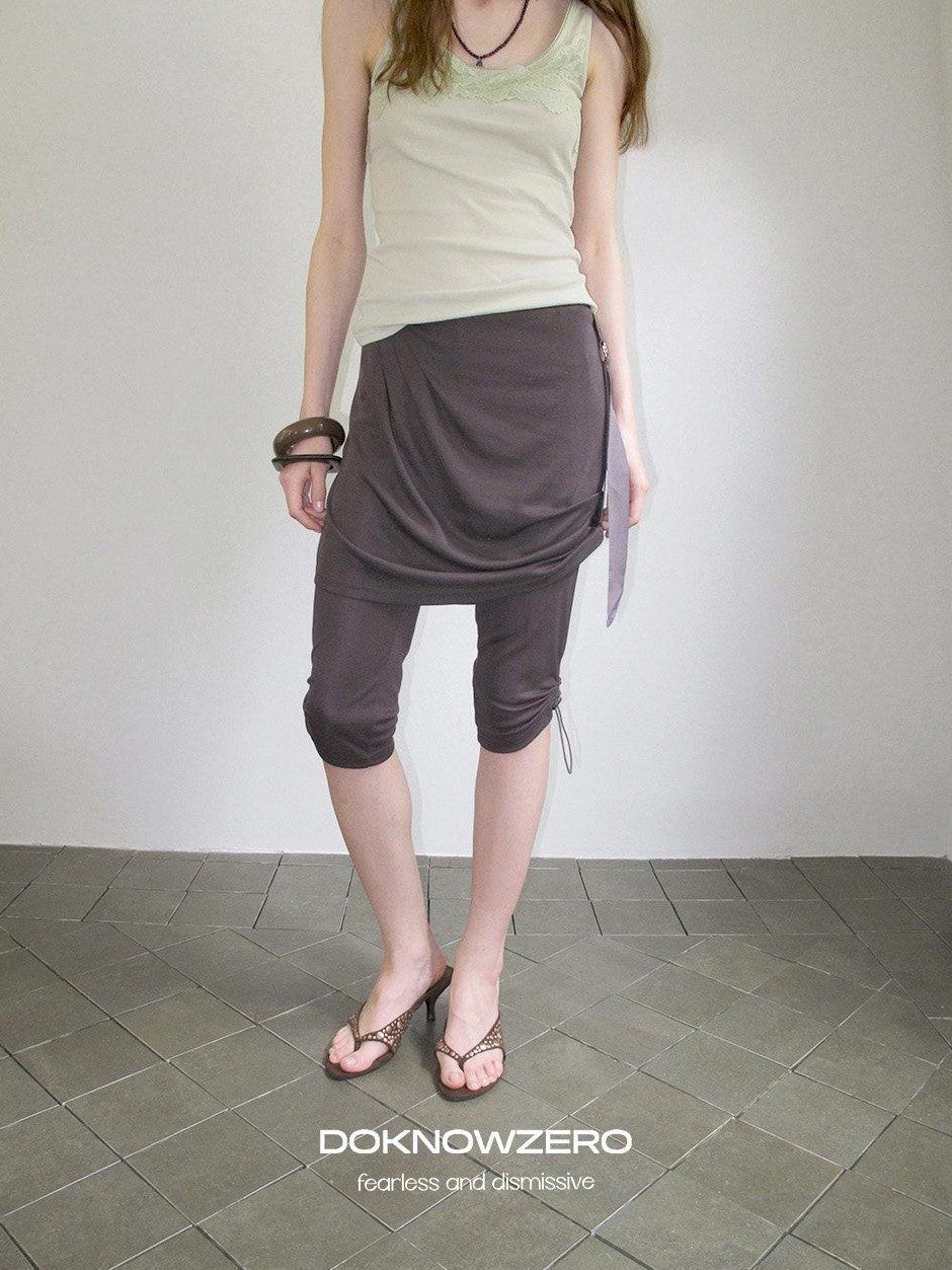 DKZ OFFICIAL Deep Gray Mesh Drawstring Vintage Straight Women&