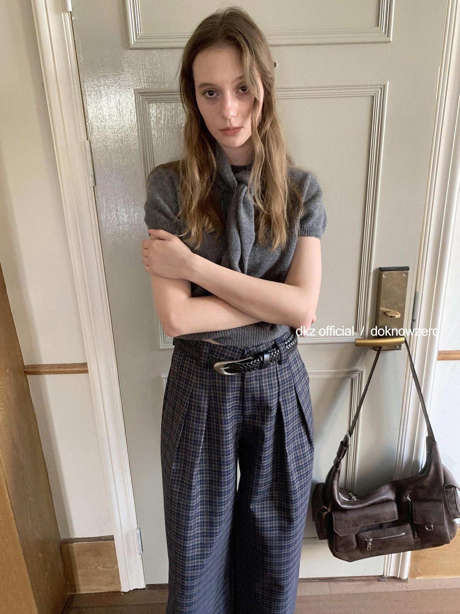 DKZ OFFICIAL Deep Navy Plaid Relaxed Vintage Women&