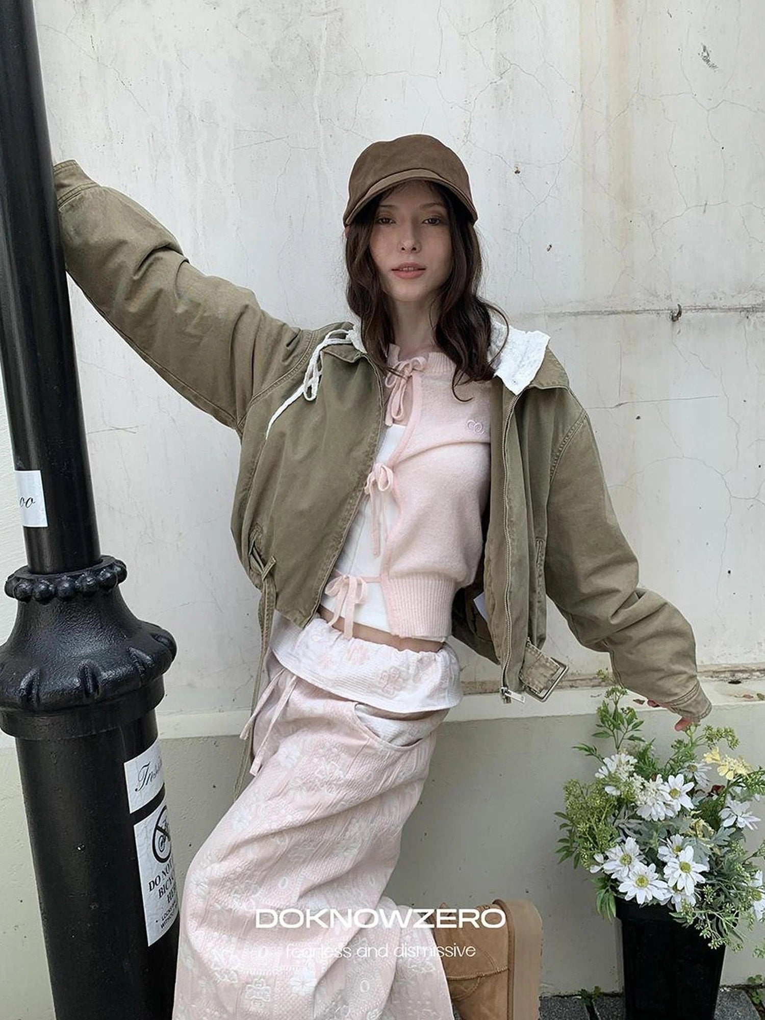 DKZ OFFICIAL Detachable Lace Hooded Quilted Jacket