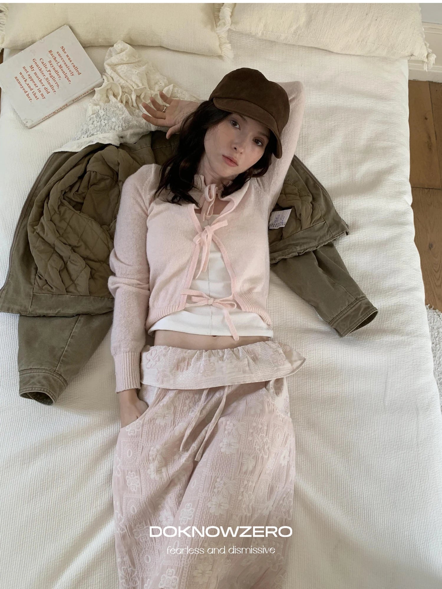 DKZ OFFICIAL Detachable Lace Hooded Quilted Jacket