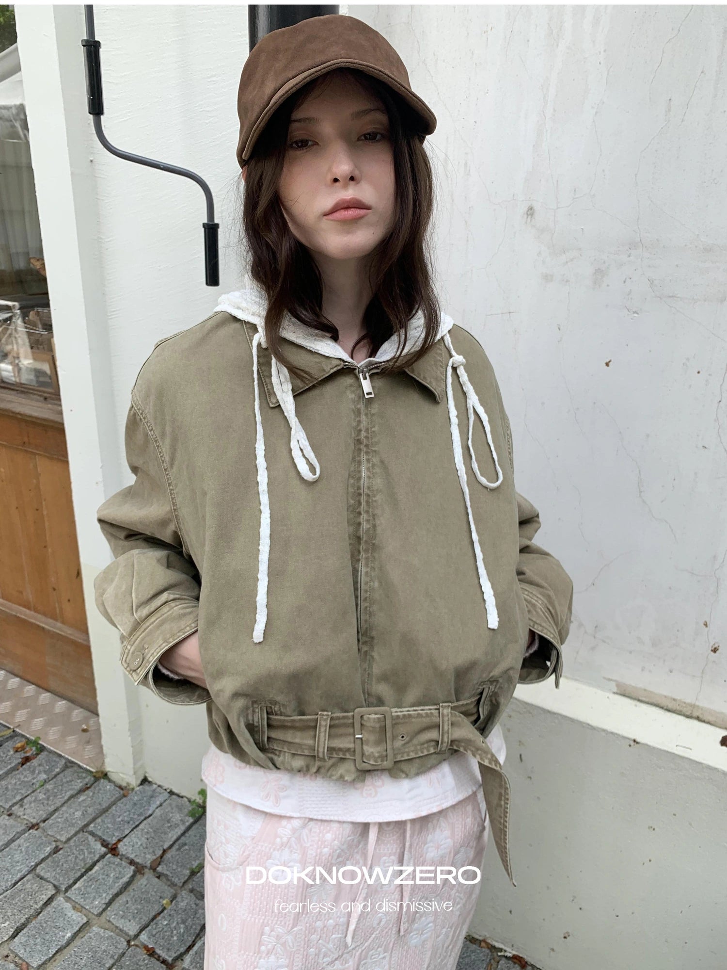 DKZ OFFICIAL Detachable Lace Hooded Quilted Jacket