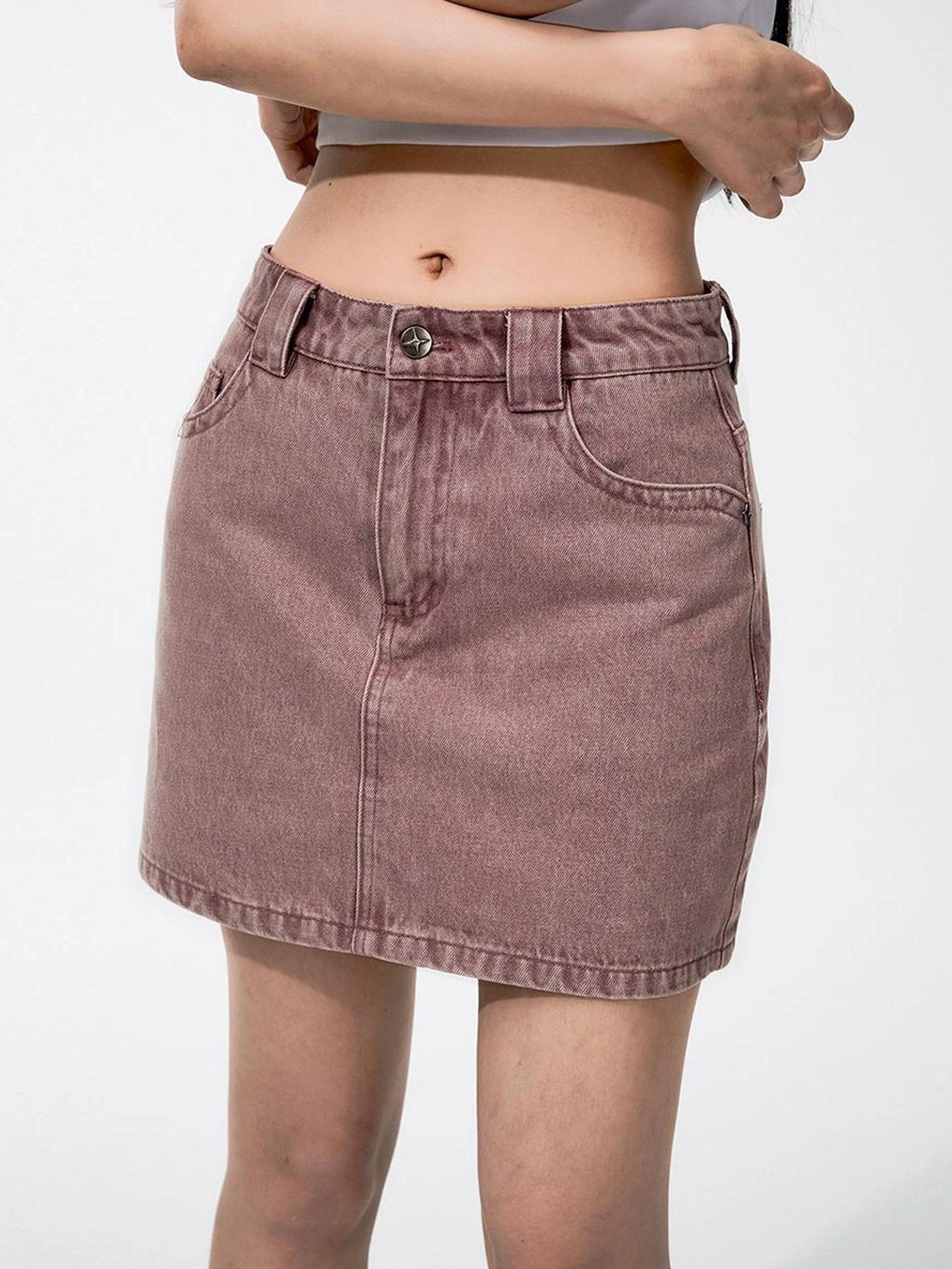 DKZ OFFICIAL Dirty Pink A Line Denim Mini Skirt