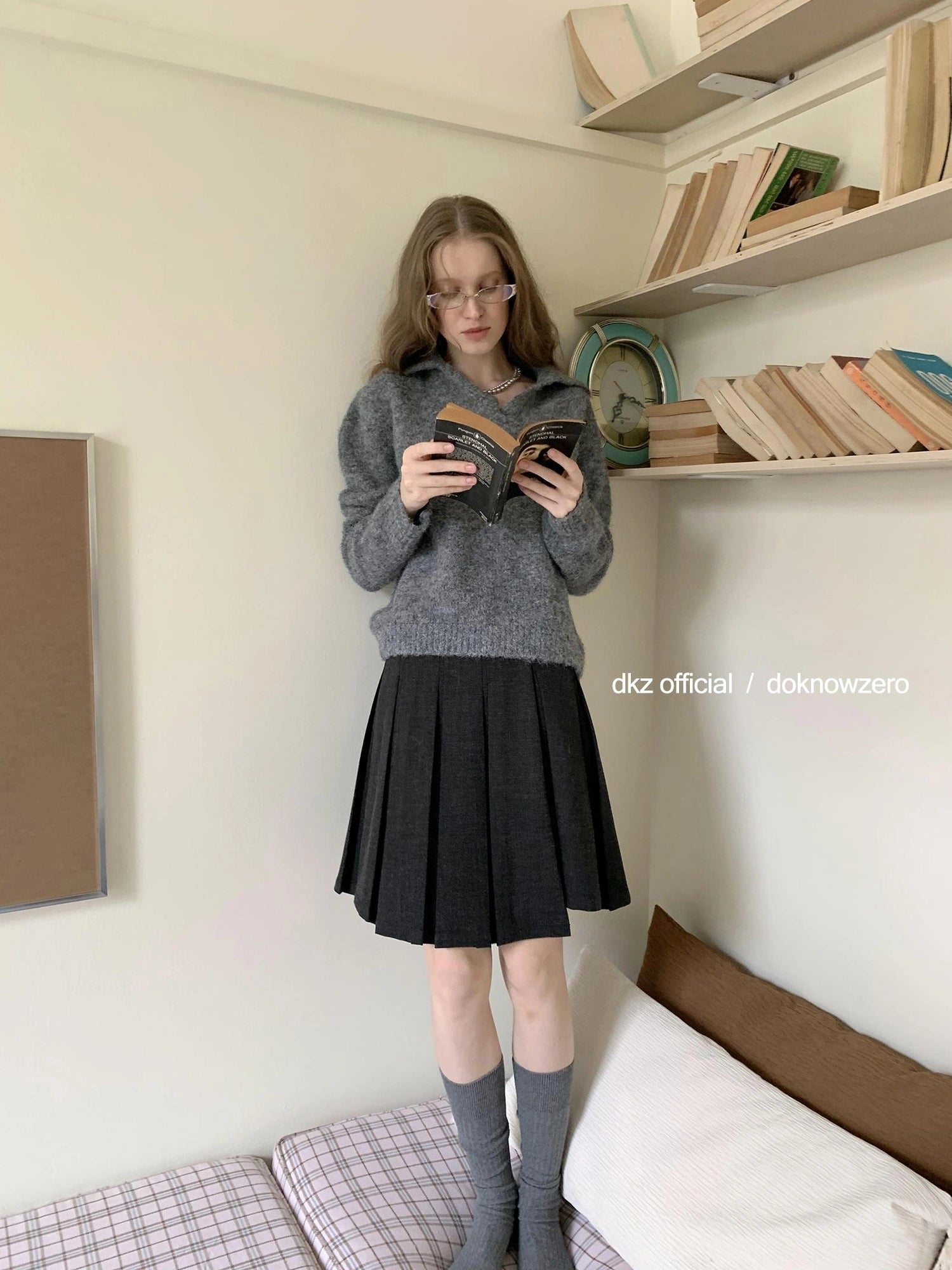 DKZ OFFICIAL Dkz Women Loose Knit Sweater Vintage Style Autumn Winter