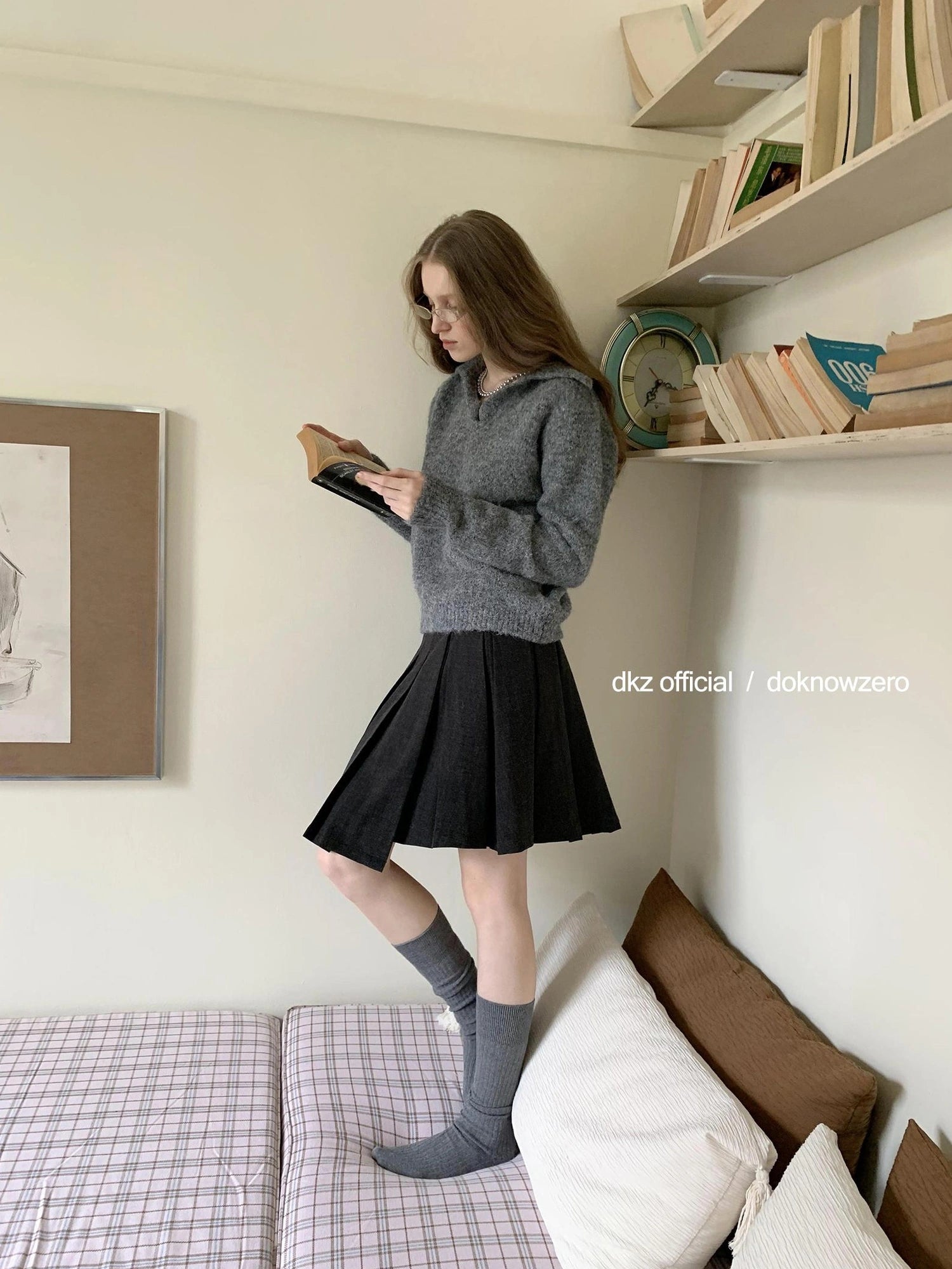 DKZ OFFICIAL Dkz Women Loose Knit Sweater Vintage Style Autumn Winter