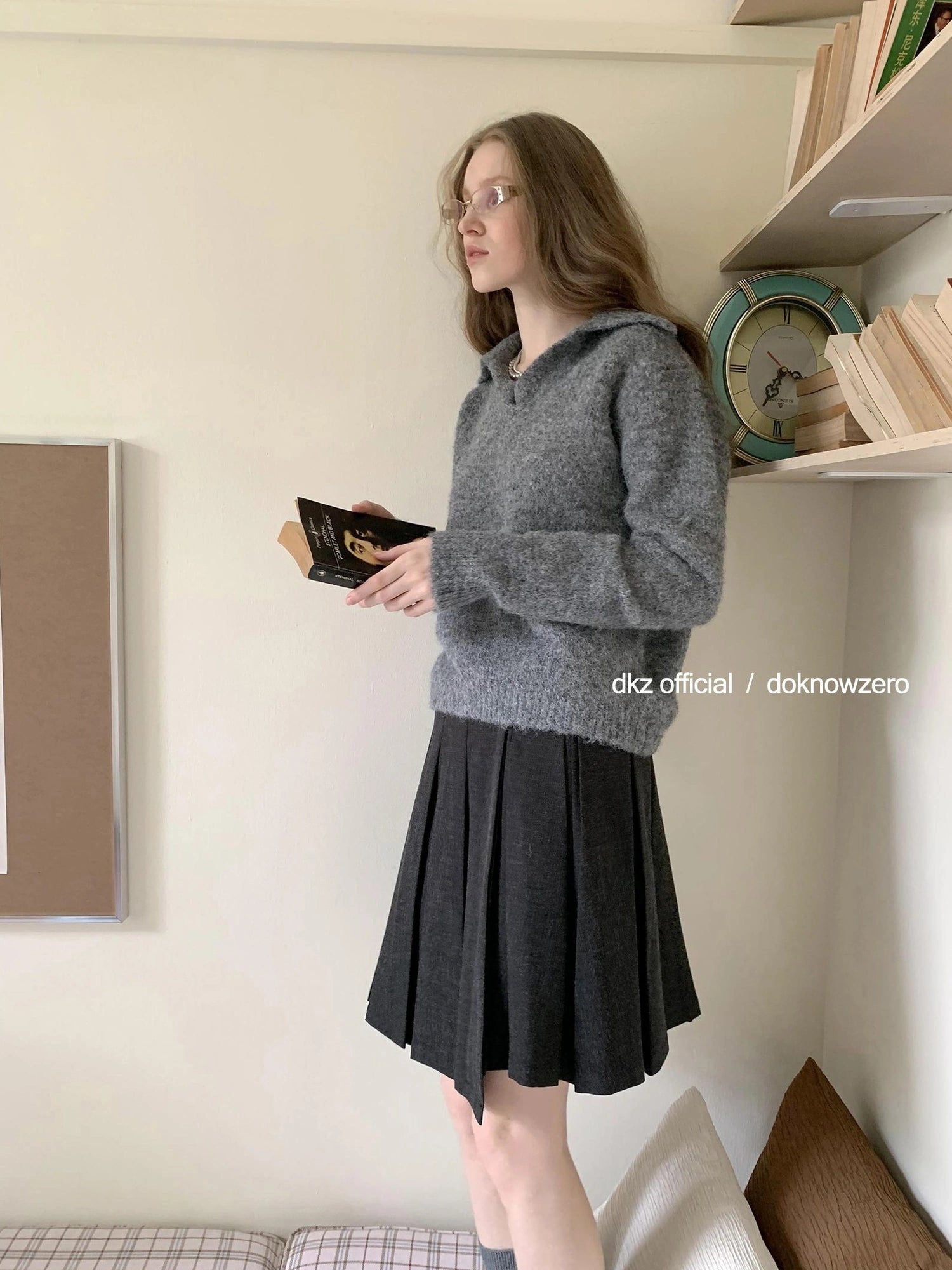 DKZ OFFICIAL Dkz Women Loose Knit Sweater Vintage Style Autumn Winter