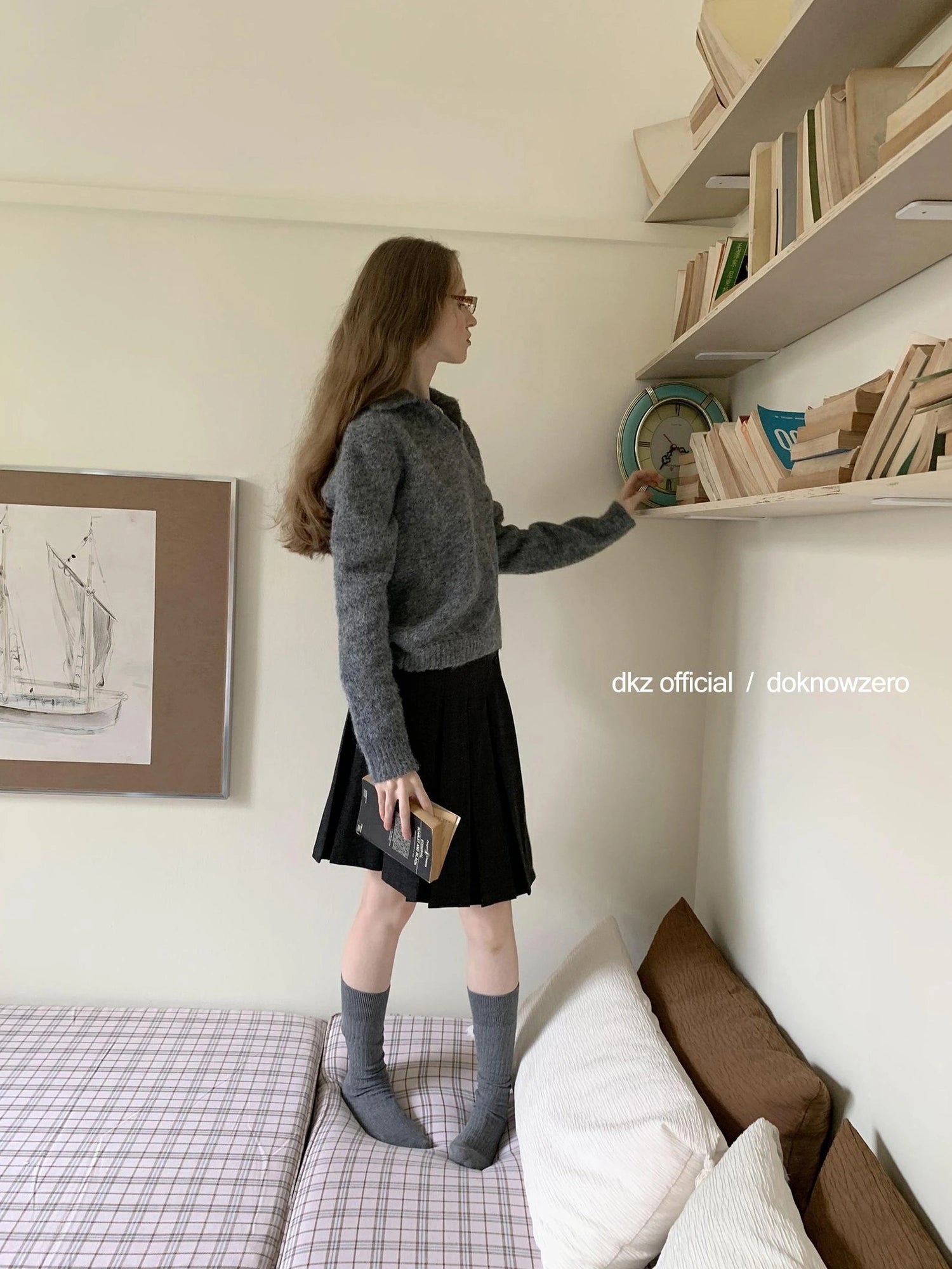 DKZ OFFICIAL Dkz Women Loose Knit Sweater Vintage Style Autumn Winter