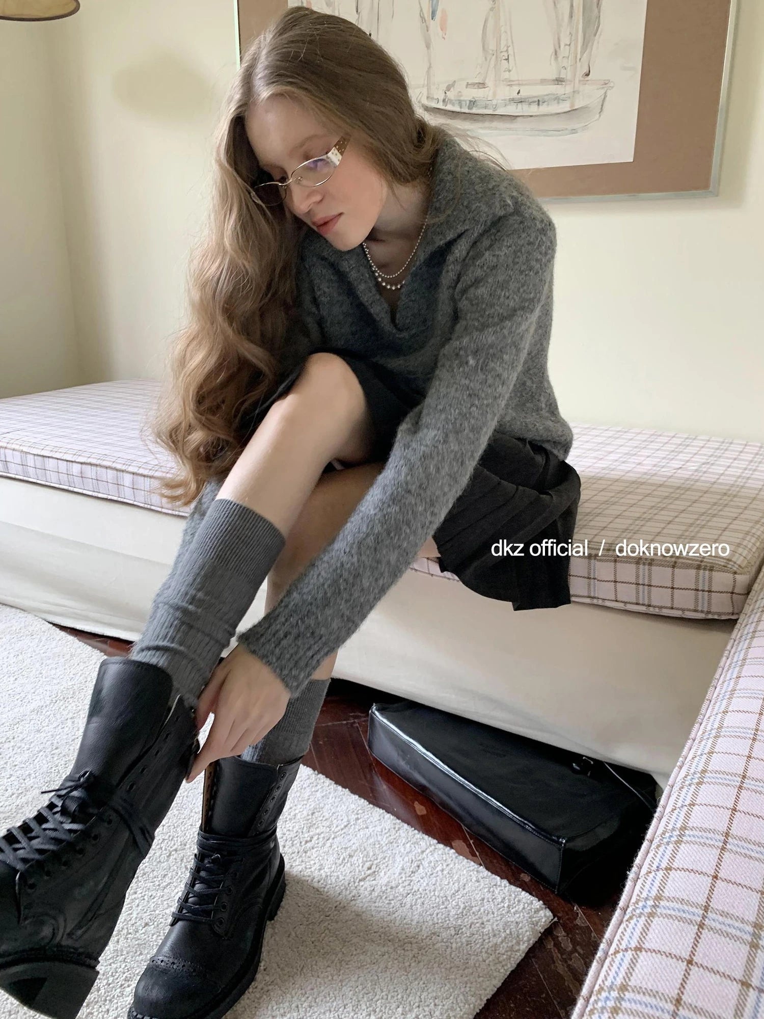 DKZ OFFICIAL Dkz Women Loose Knit Sweater Vintage Style Autumn Winter