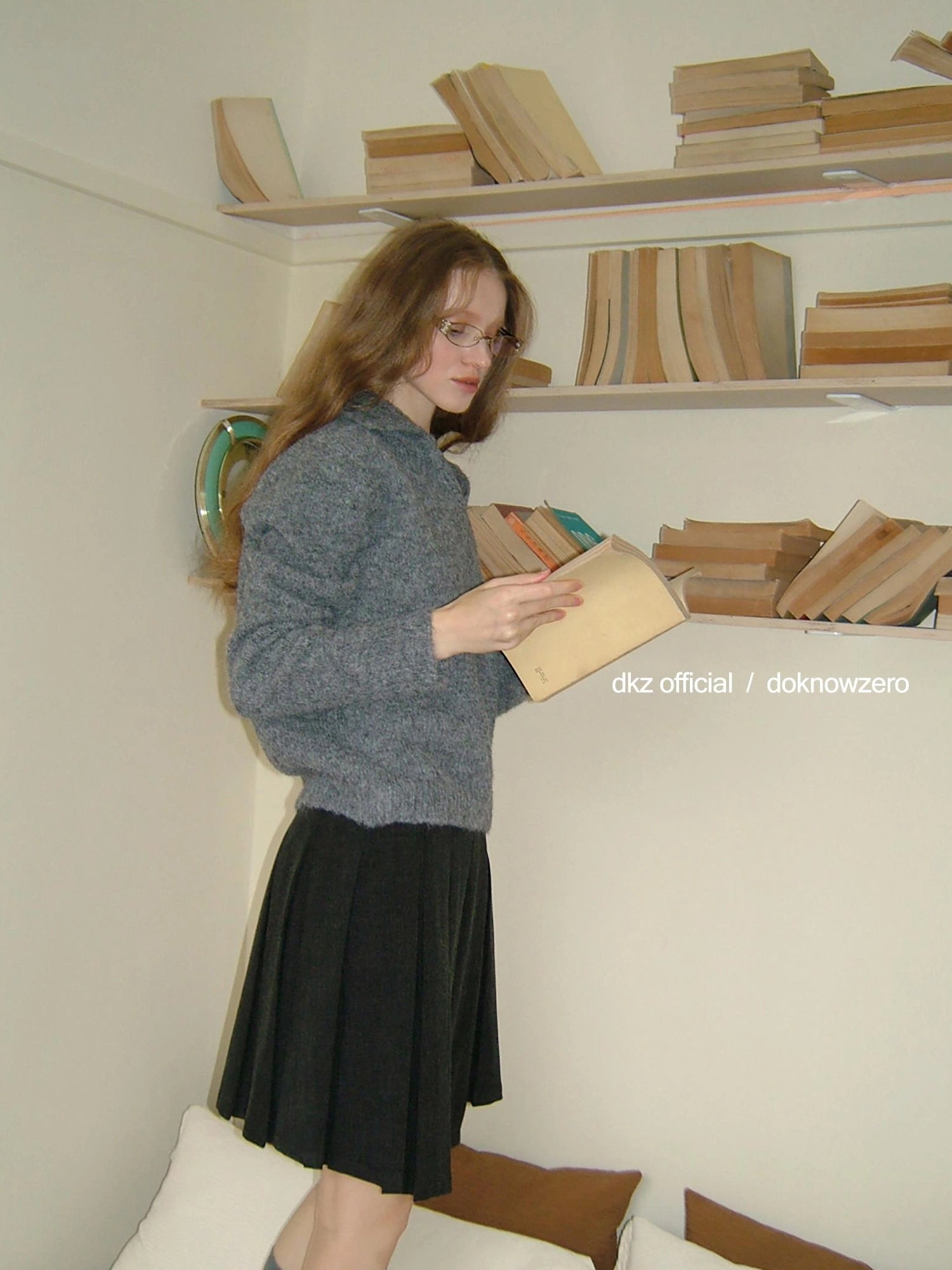 DKZ OFFICIAL Dkz Women Loose Knit Sweater Vintage Style Autumn Winter