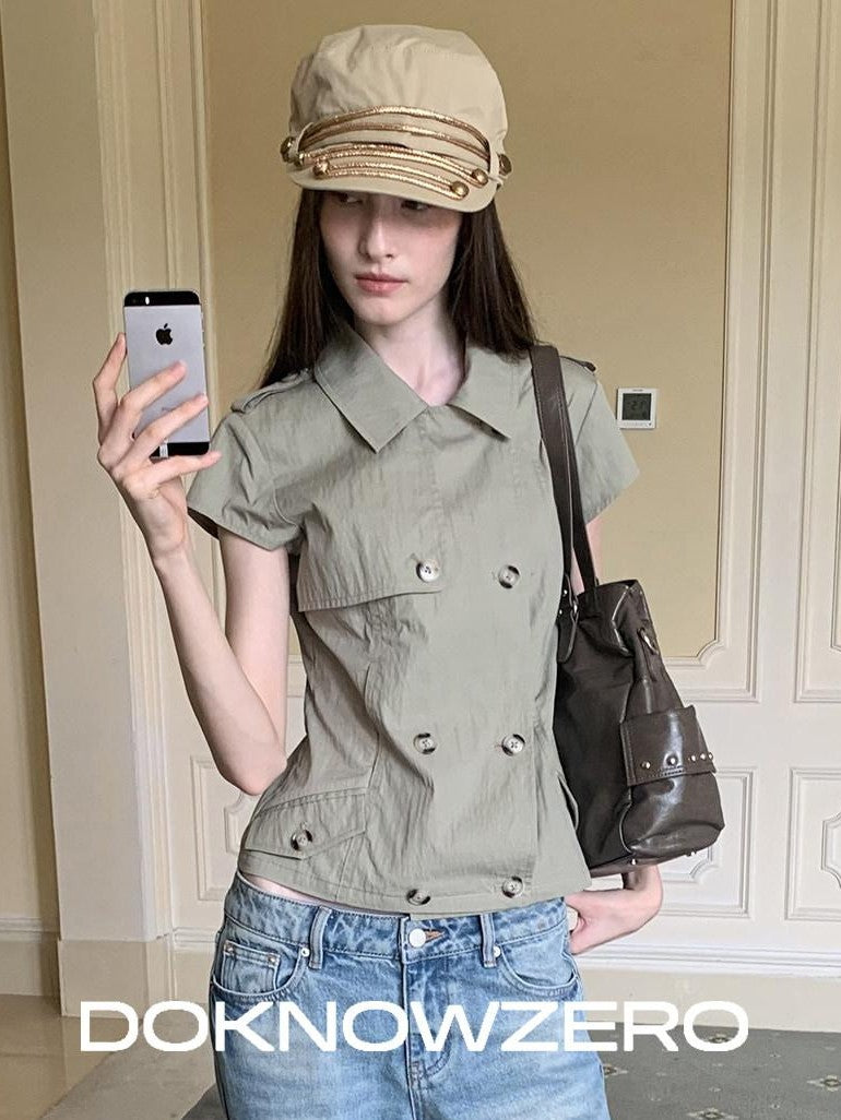 DKZ OFFICIAL Double Breasted Workwear Vintage Women&