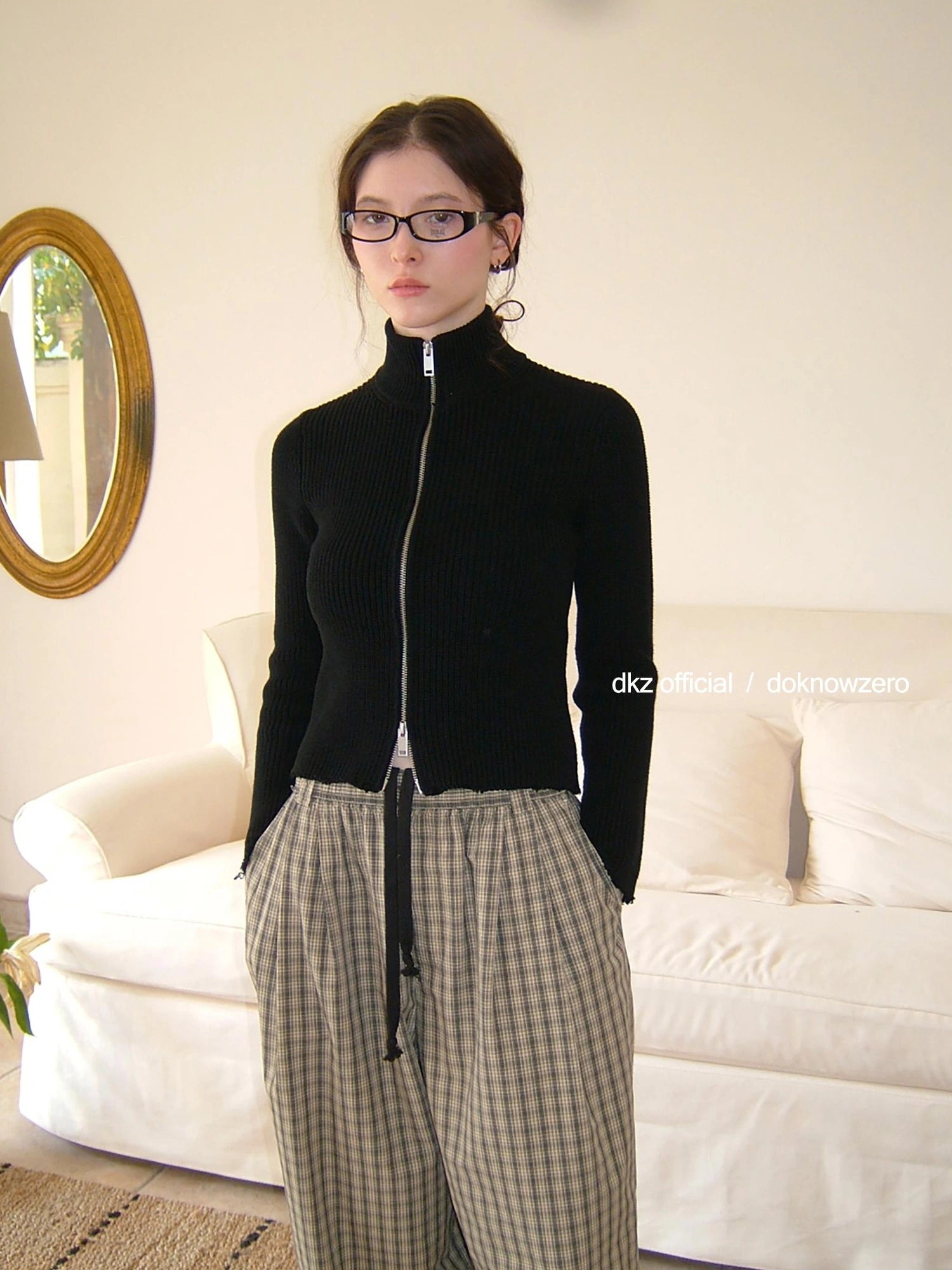 DKZ OFFICIAL Double Layered Hem Knitted Cardigan