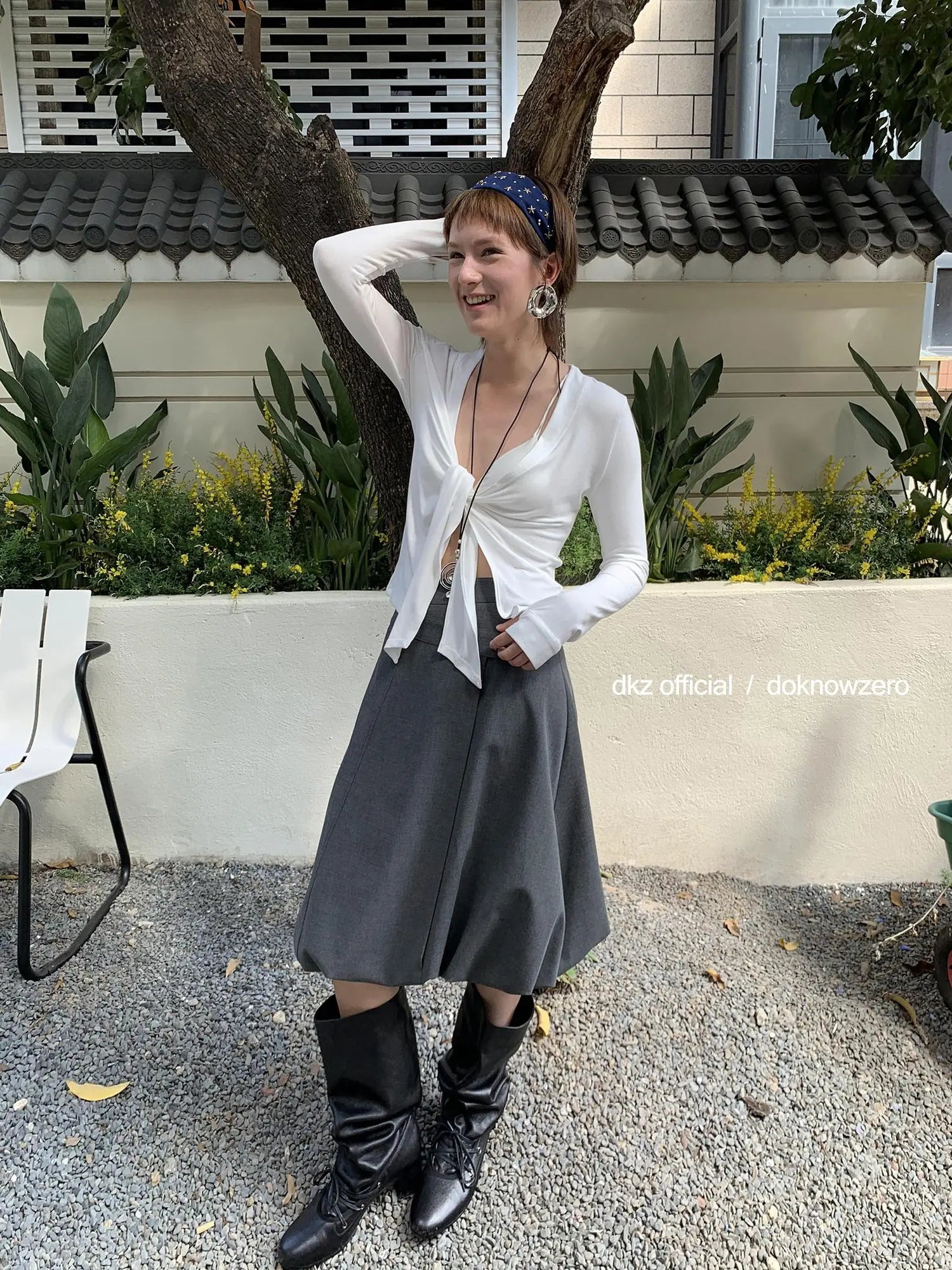 DKZ OFFICIAL Double Waist Floral Bud Skirt