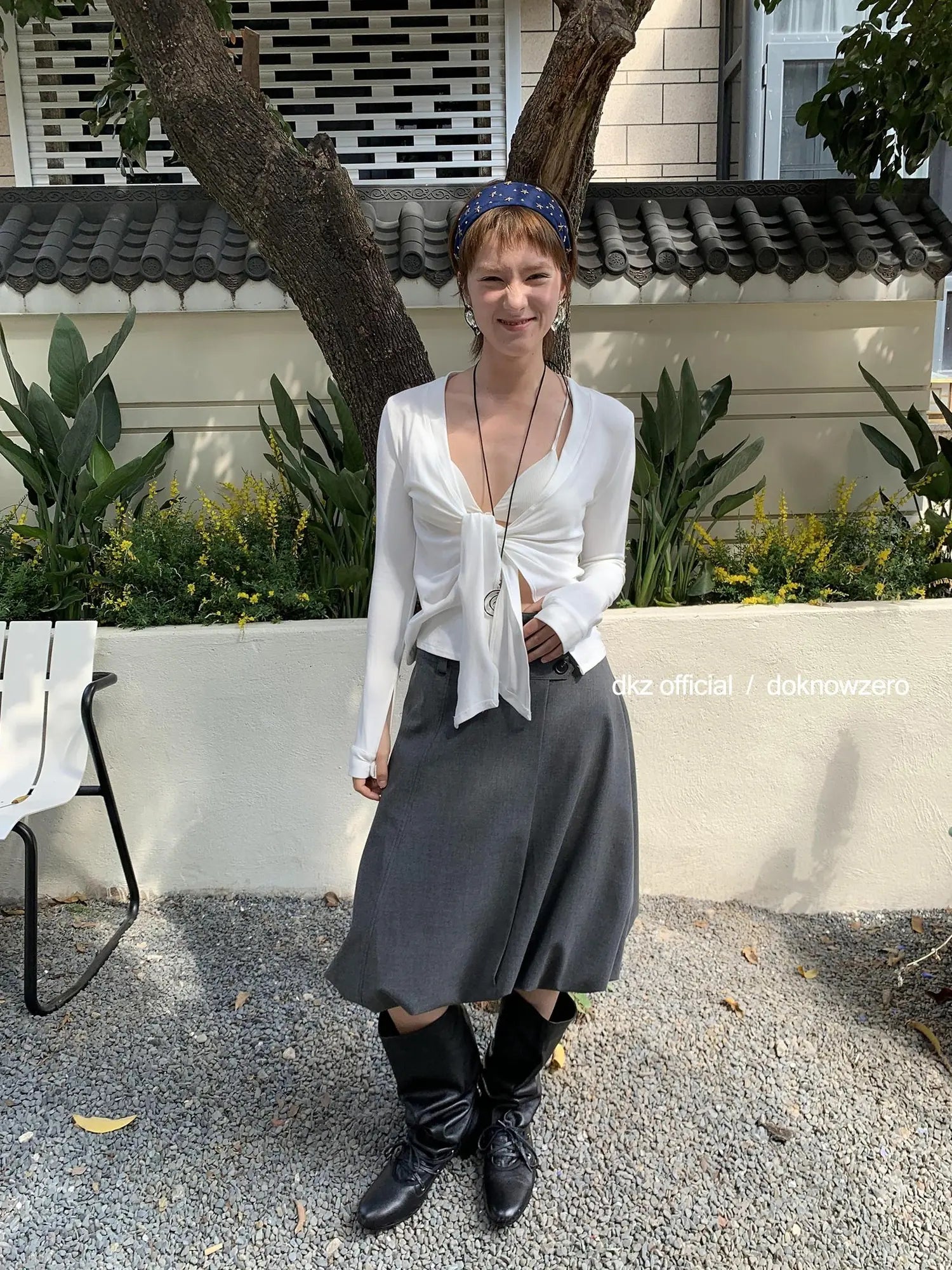 DKZ OFFICIAL Double Waist Floral Bud Skirt