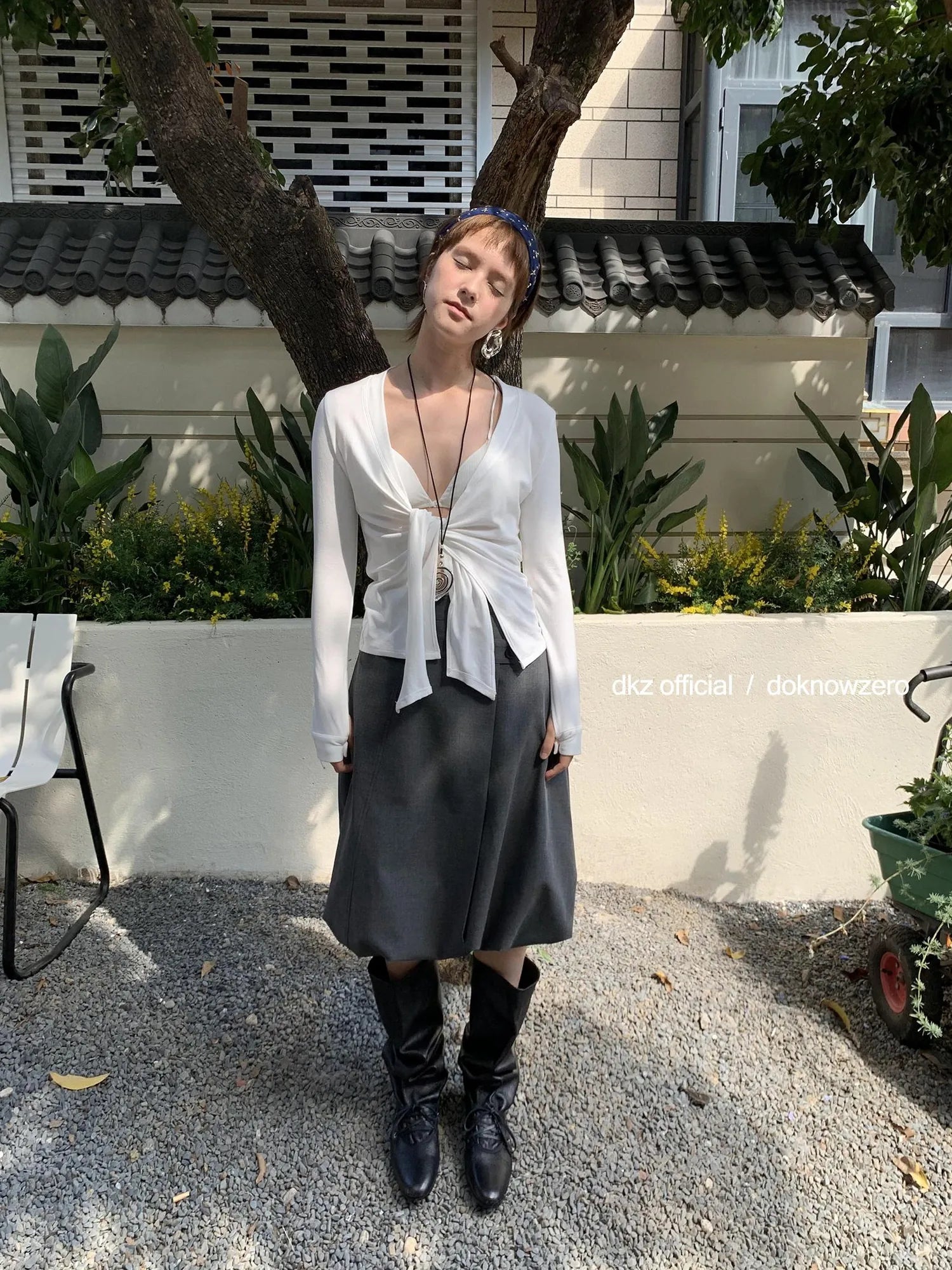 DKZ OFFICIAL Double Waist Floral Bud Skirt