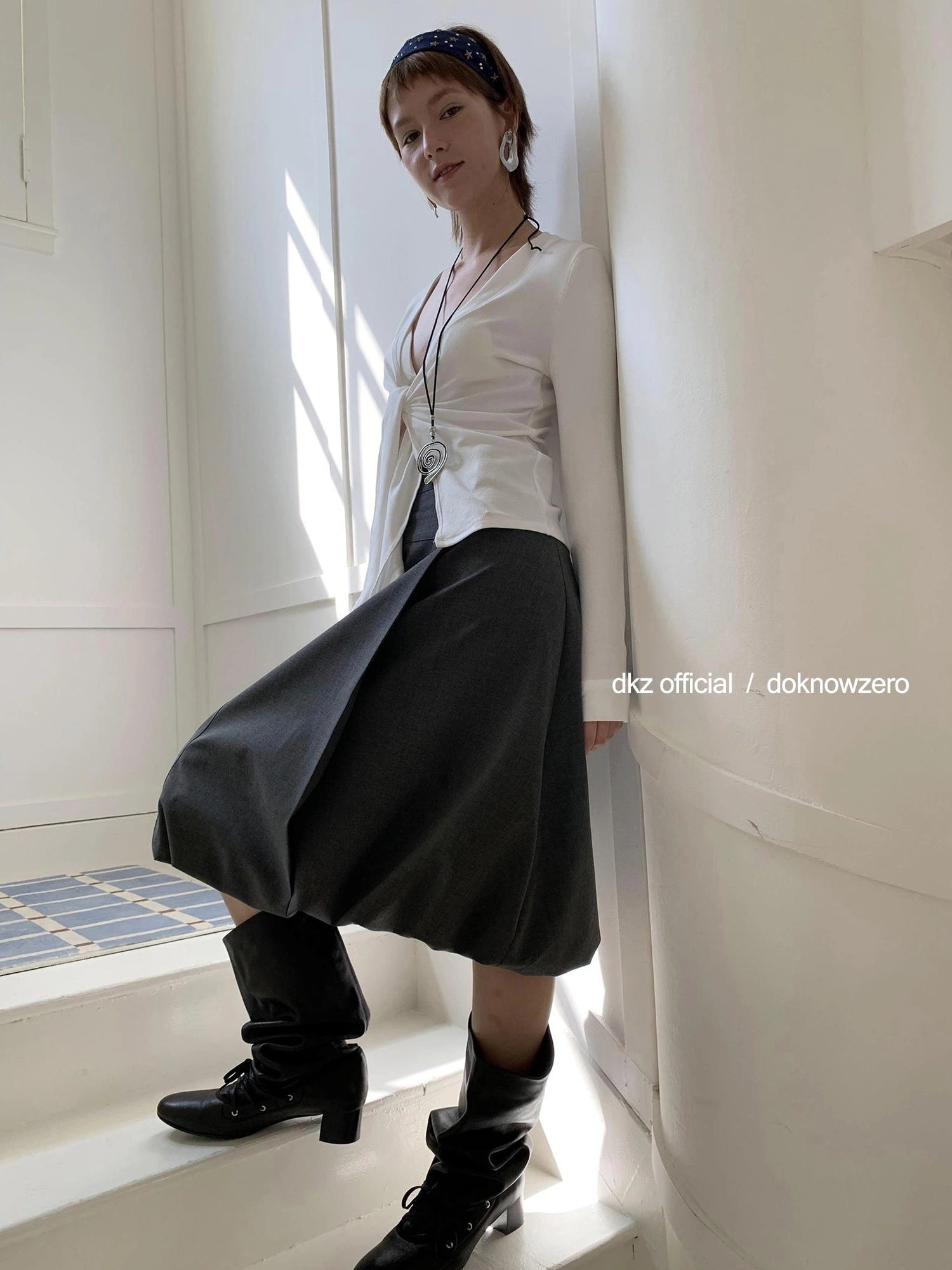 DKZ OFFICIAL Double Waist Floral Bud Skirt