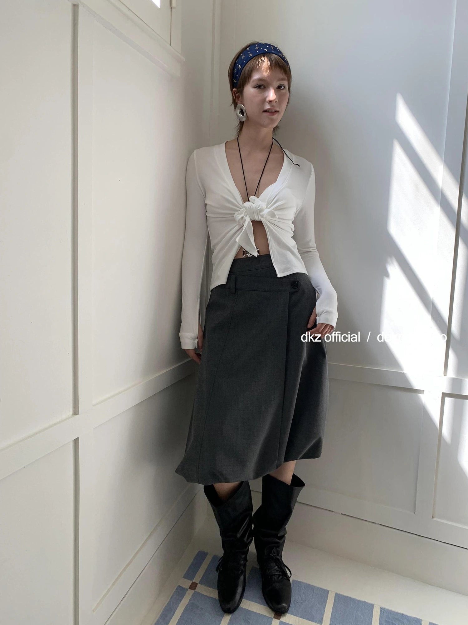 DKZ OFFICIAL Double Waist Floral Bud Skirt