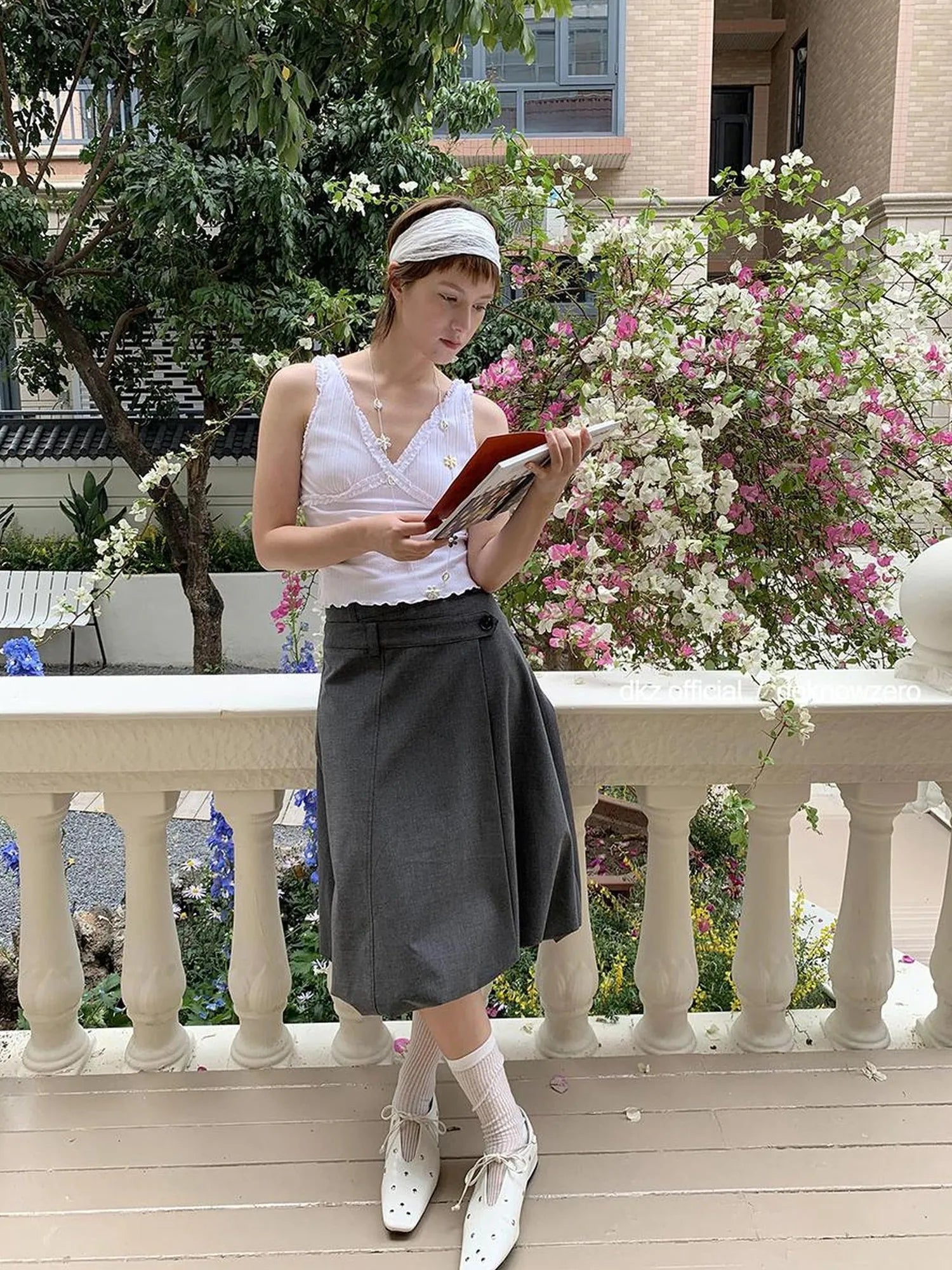 DKZ OFFICIAL Double Waist Floral Bud Skirt