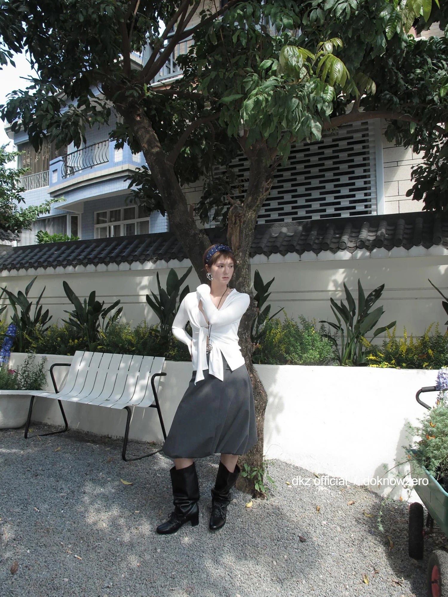 DKZ OFFICIAL Double Waist Floral Bud Skirt