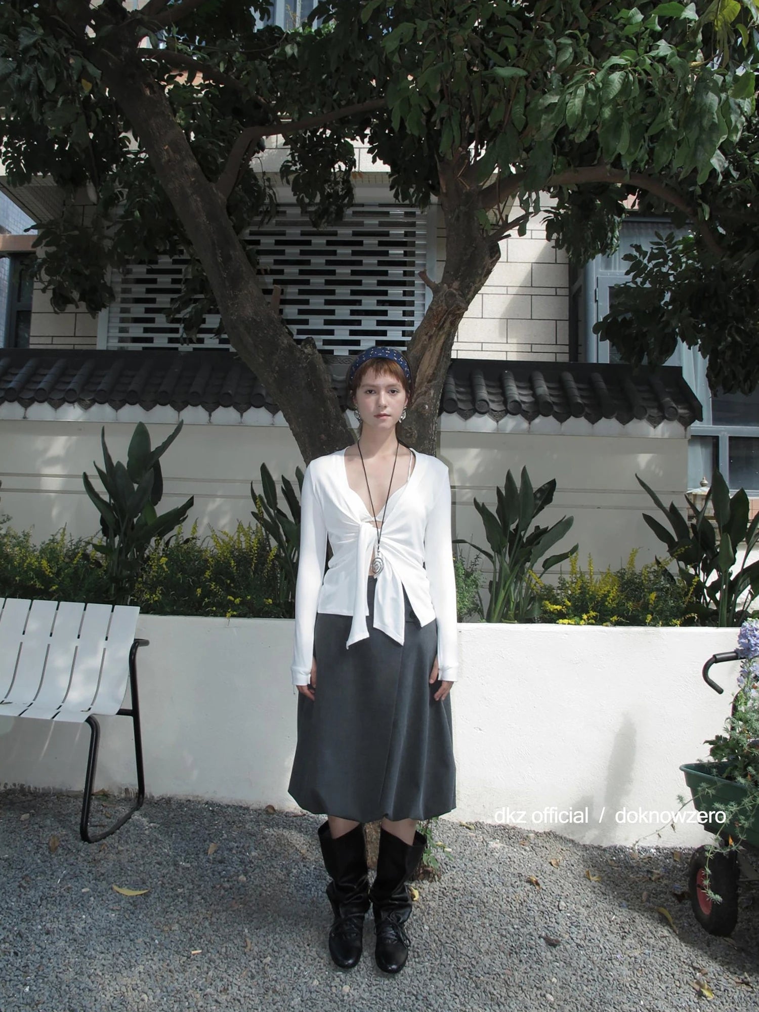 DKZ OFFICIAL Double Waist Floral Bud Skirt