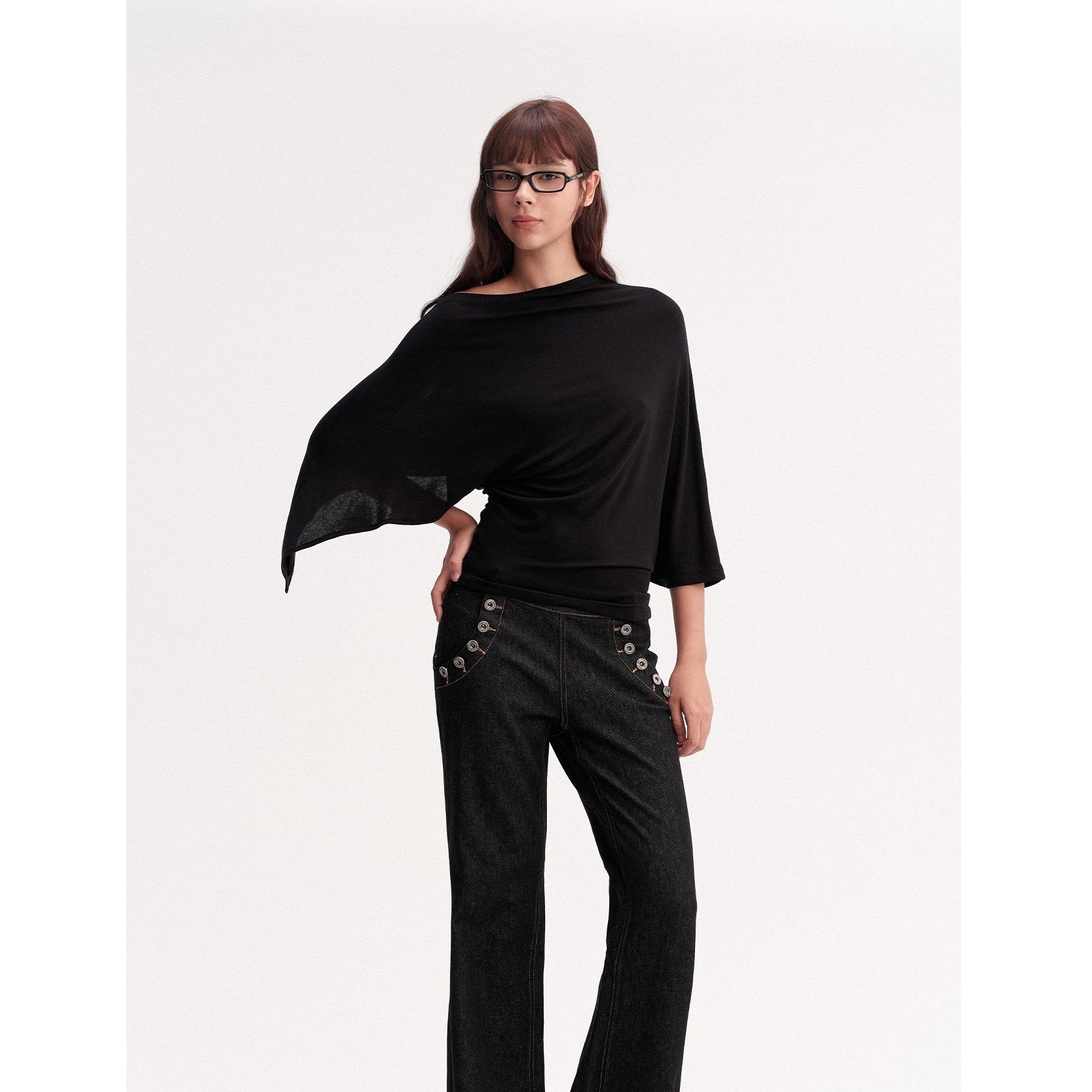 DKZ_OFFICIAL_Draped_Asymmetric_Cinched_Waist_Women&
