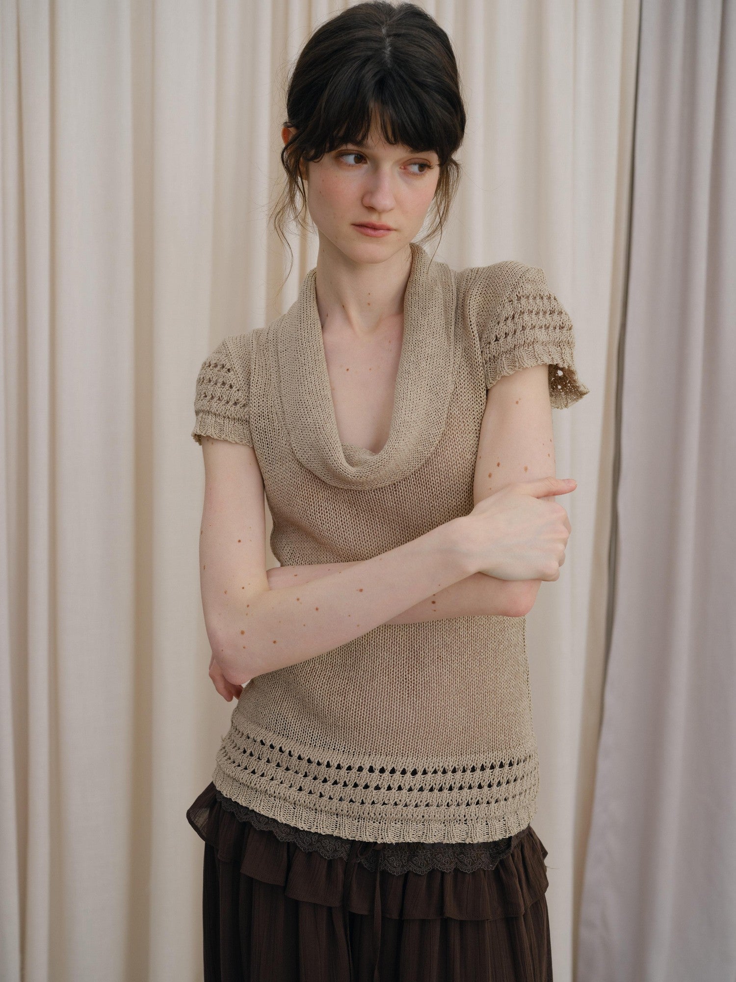 DKZ OFFICIAL Draped Knit Openwork Women&