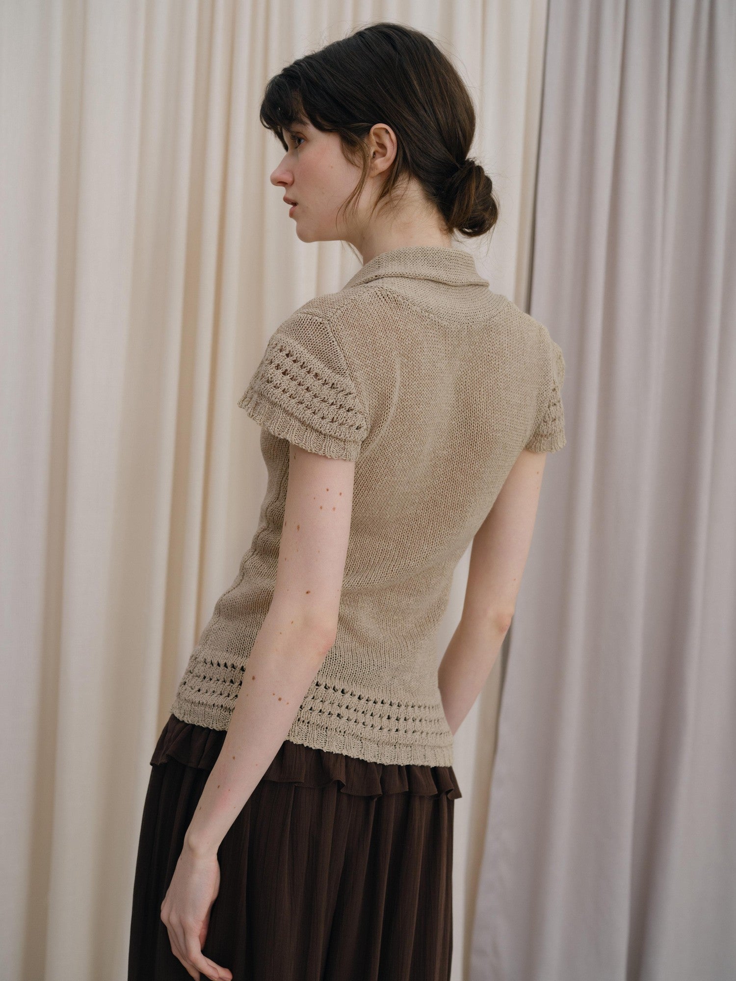 DKZ OFFICIAL Draped Knit Openwork Women&