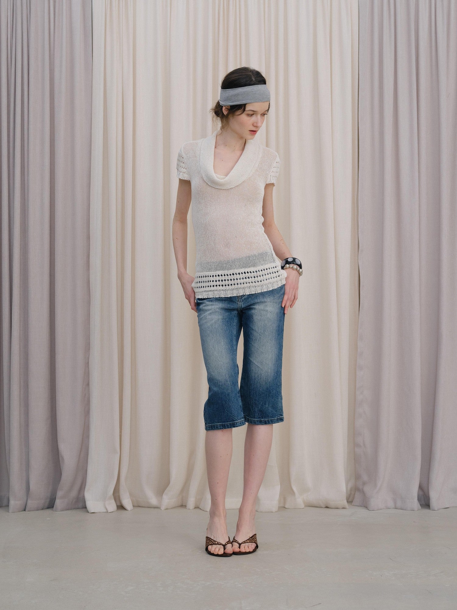 DKZ OFFICIAL Draped Knit Openwork Women&