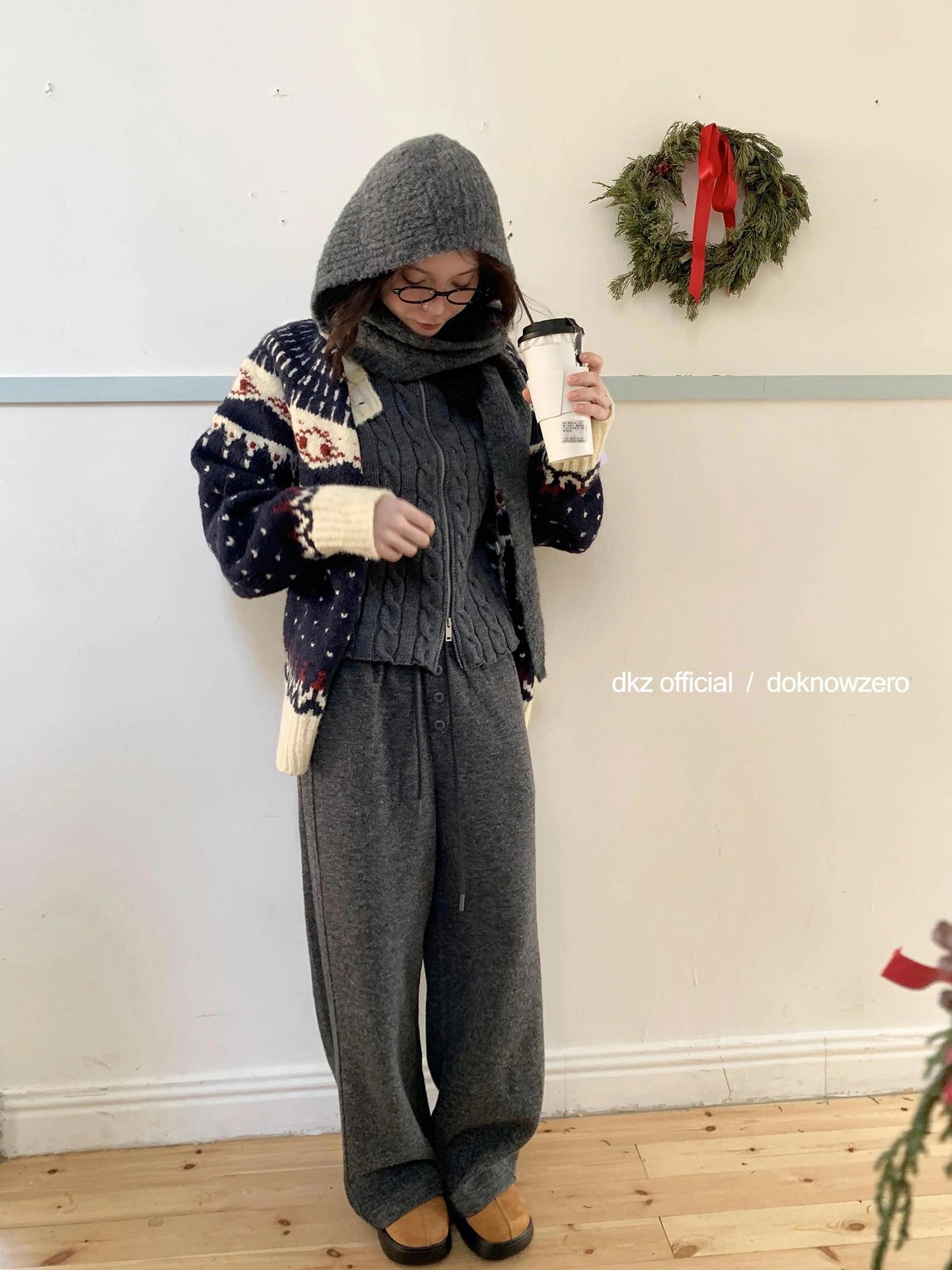 DKZ OFFICIAL Drawstring Wide Leg Trousers With Flowy Drape