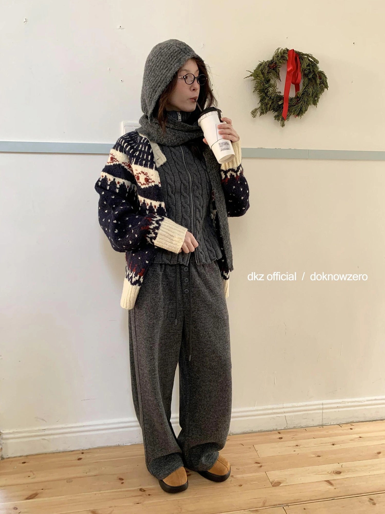 DKZ OFFICIAL Drawstring Wide Leg Trousers With Flowy Drape