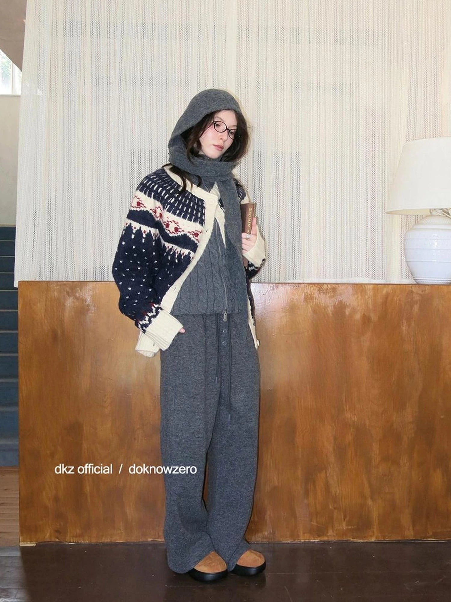 DKZ OFFICIAL Drawstring Wide Leg Trousers With Flowy Drape
