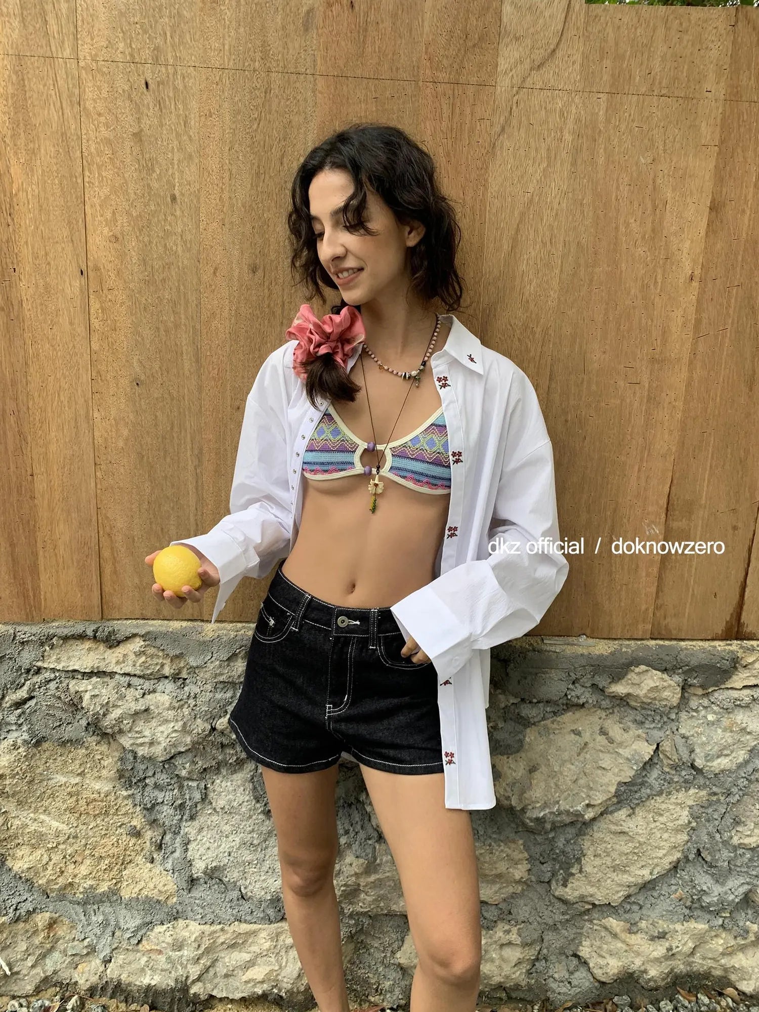 DKZ OFFICIAL Embroidered Floral White Shirt Jacket For Women