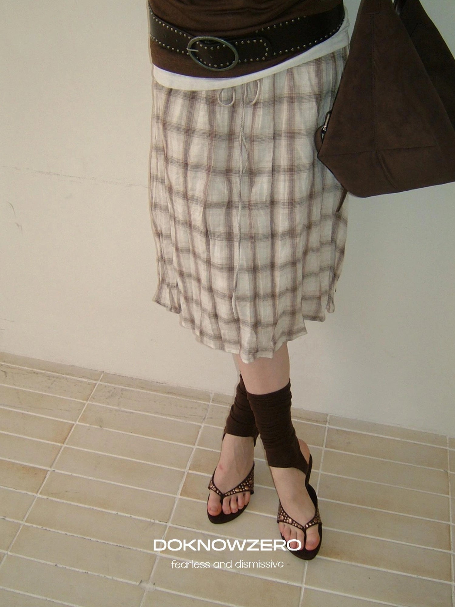 DKZ OFFICIAL Flax Wrinkle A Line Midi Skirt