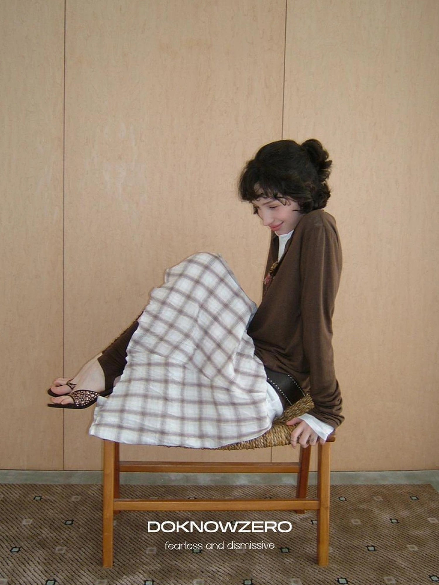 DKZ OFFICIAL Flax Wrinkle A Line Midi Skirt