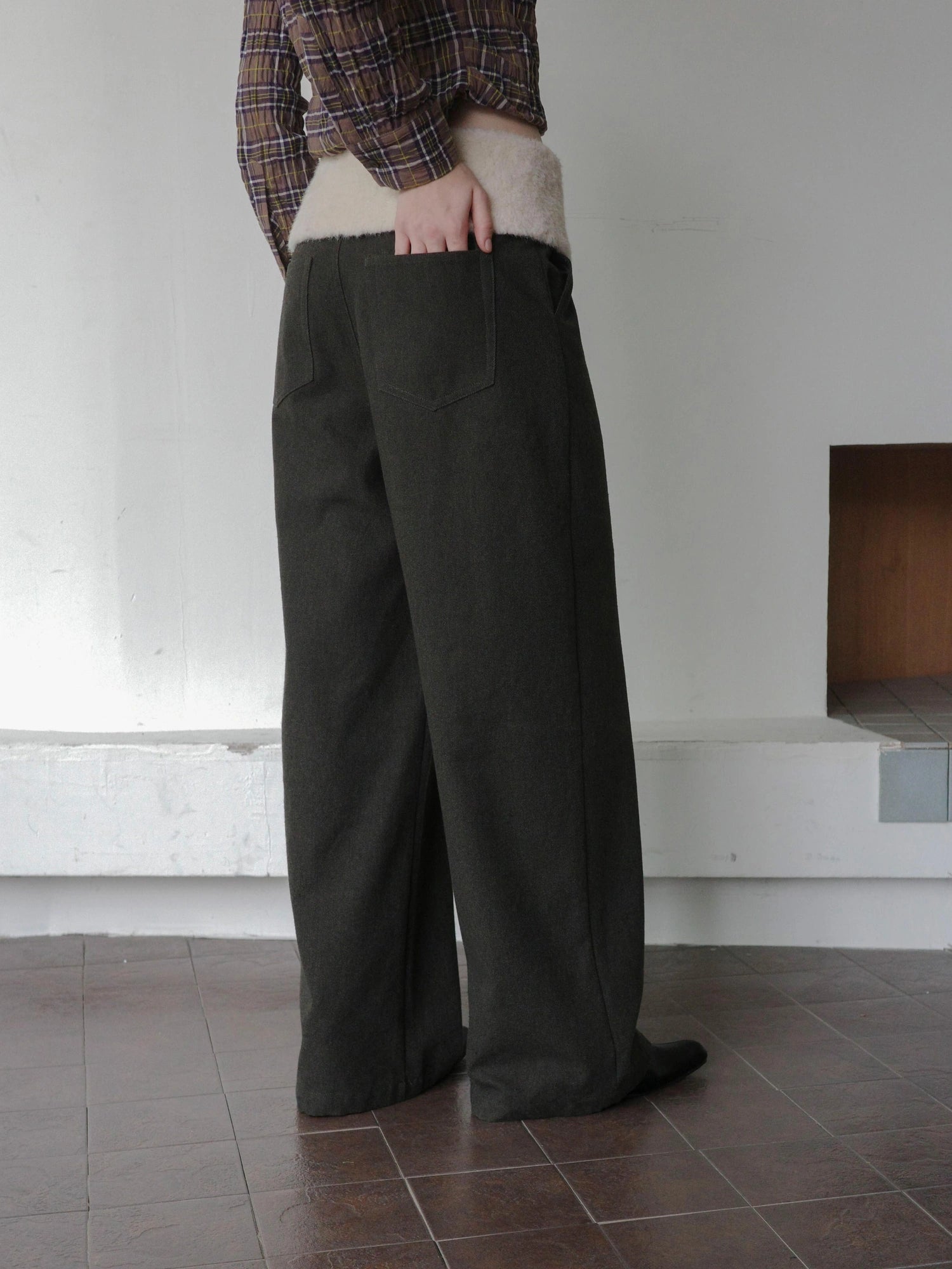 DKZ OFFICIAL Fleece Cuff Wide Leg Trousers