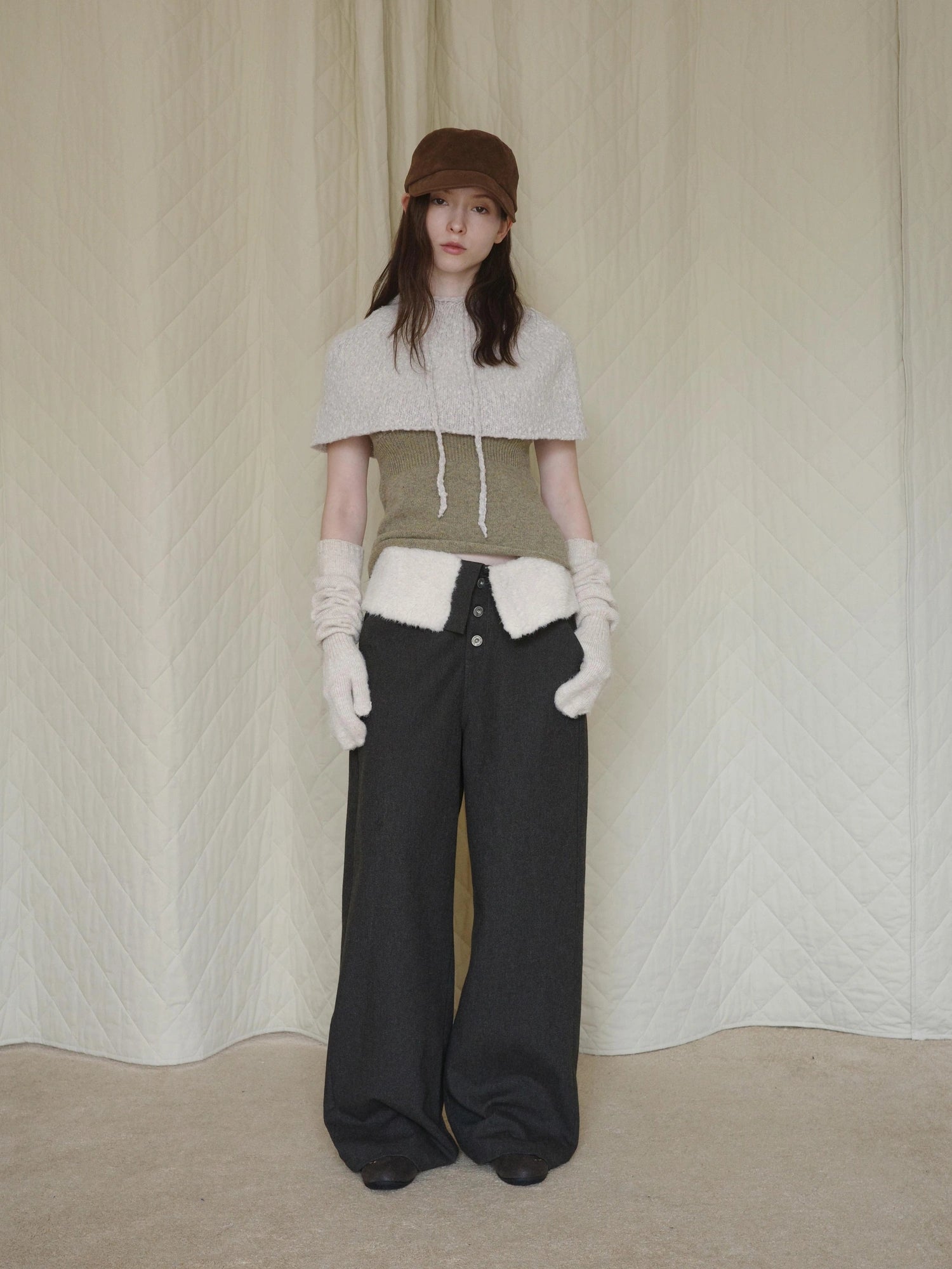 DKZ OFFICIAL Fleece Cuff Wide Leg Trousers