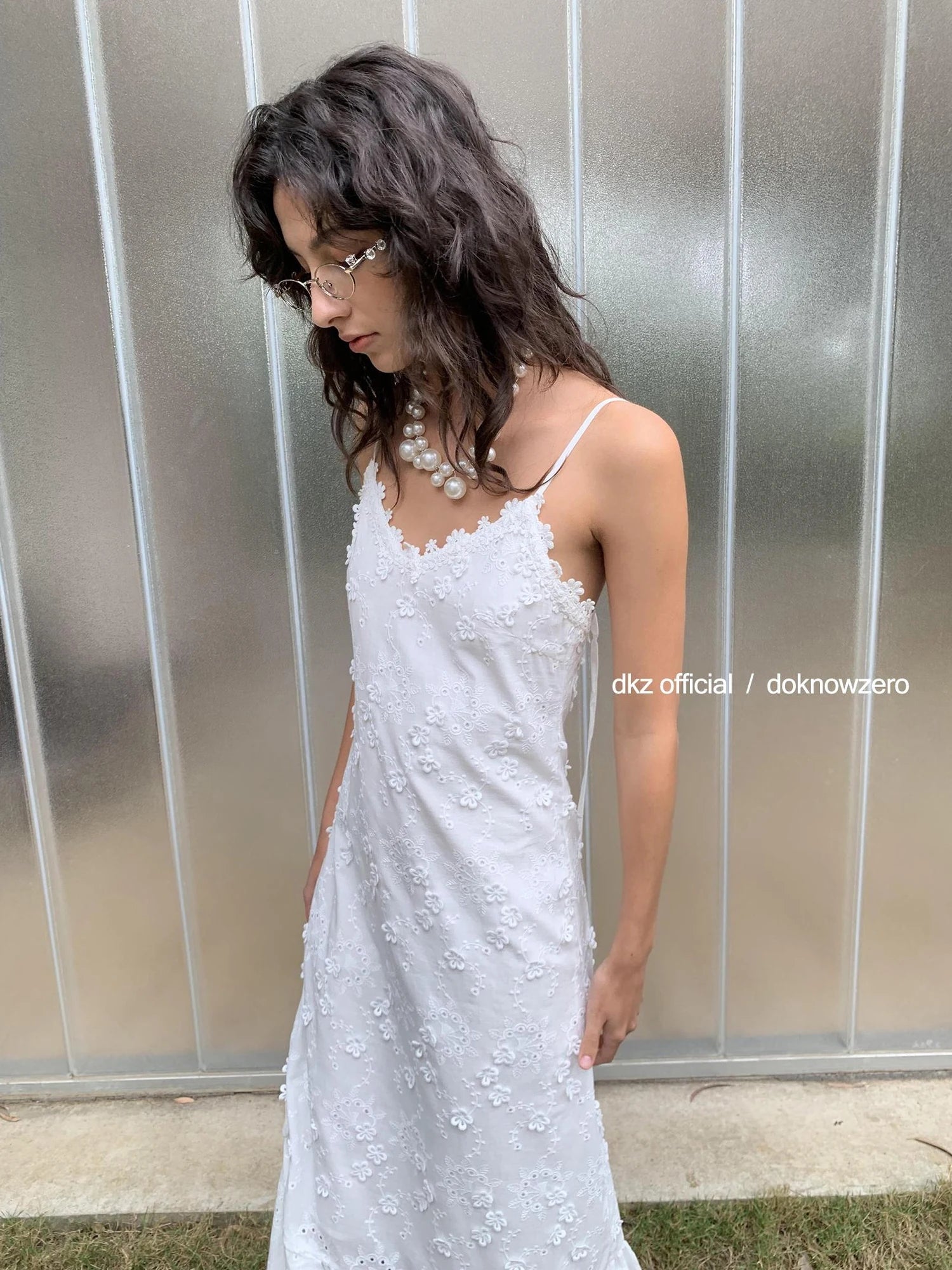 DKZ OFFICIAL Floral Embroidered Cotton Blend Maxi Skirt