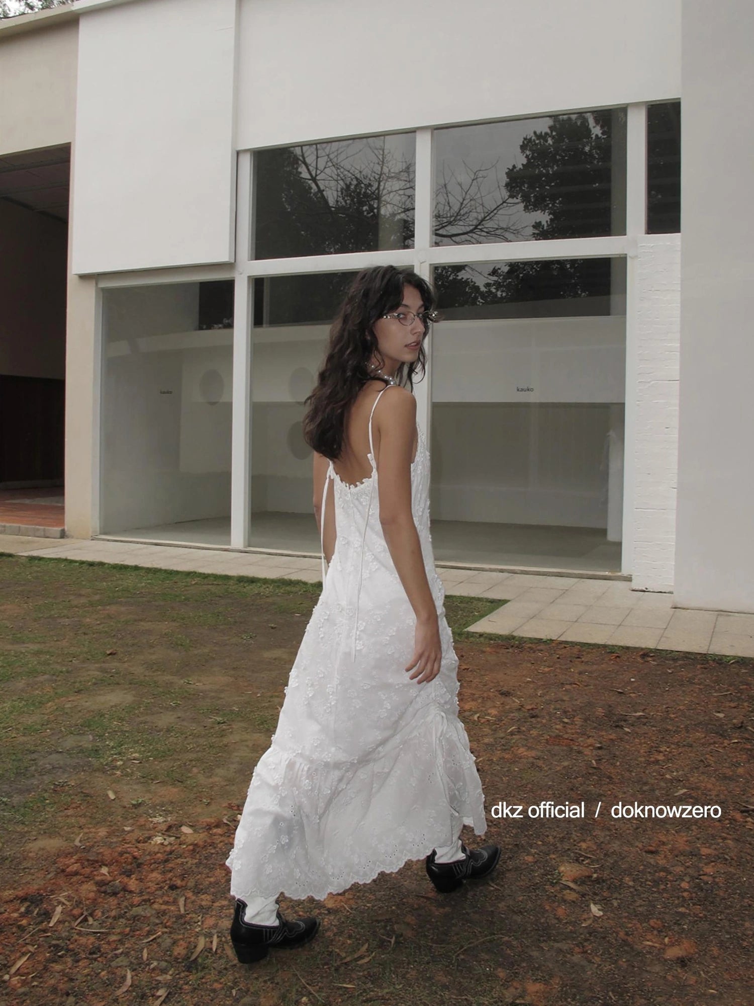 DKZ OFFICIAL Floral Embroidered Cotton Blend Maxi Skirt