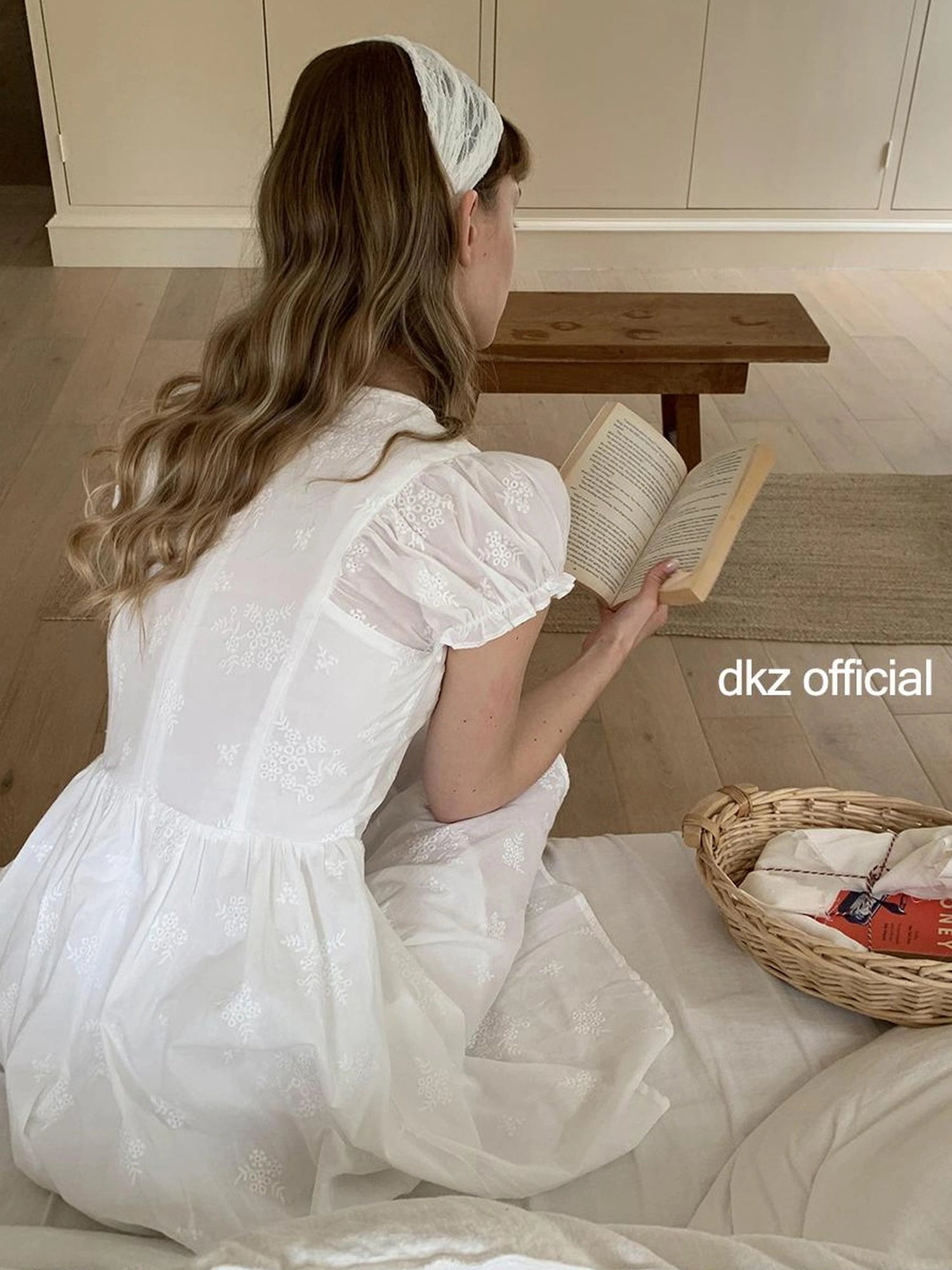 DKZ OFFICIAL French Bubble Sleeve Shirt Dress