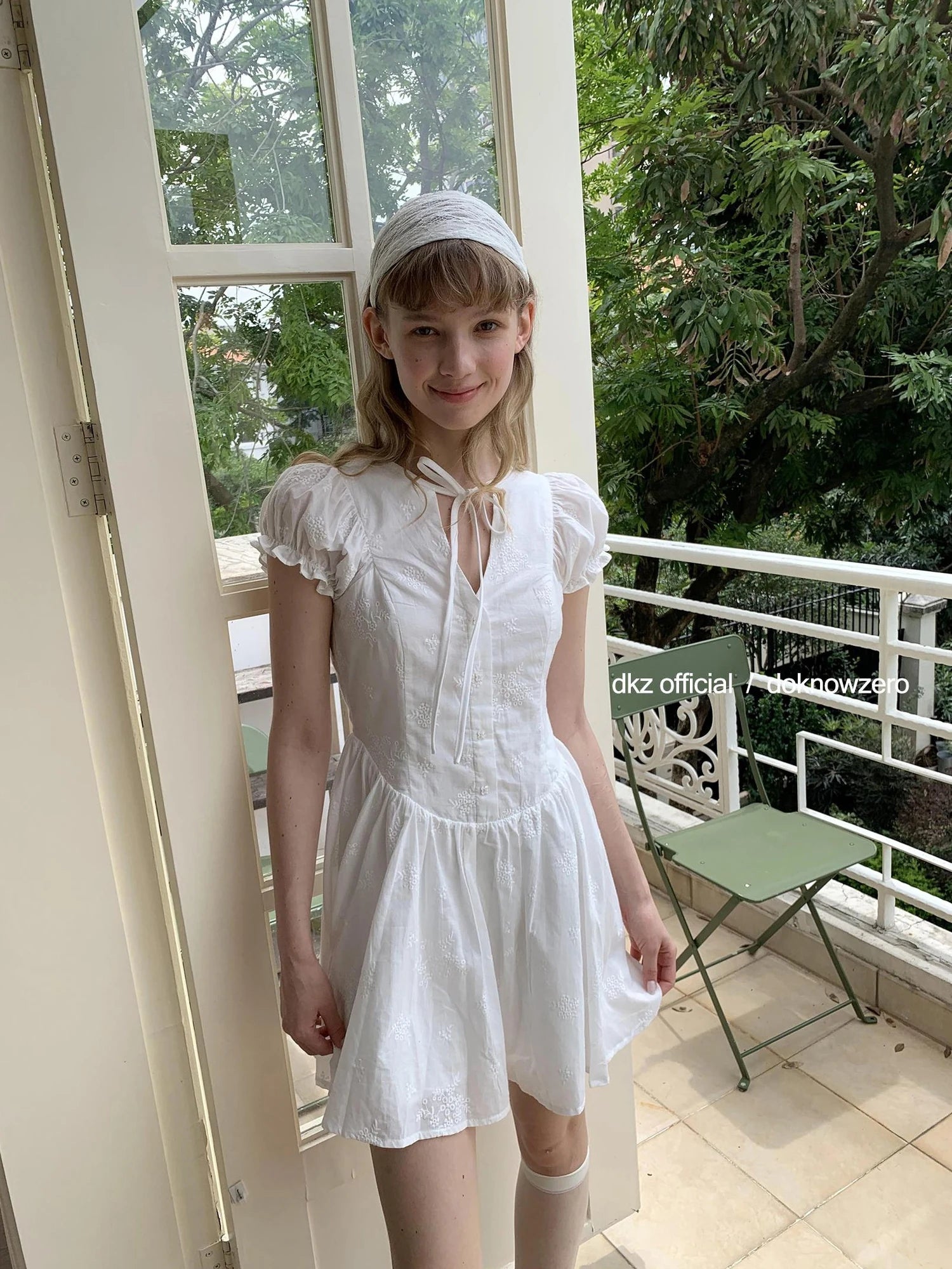 DKZ OFFICIAL French Bubble Sleeve Shirt Dress